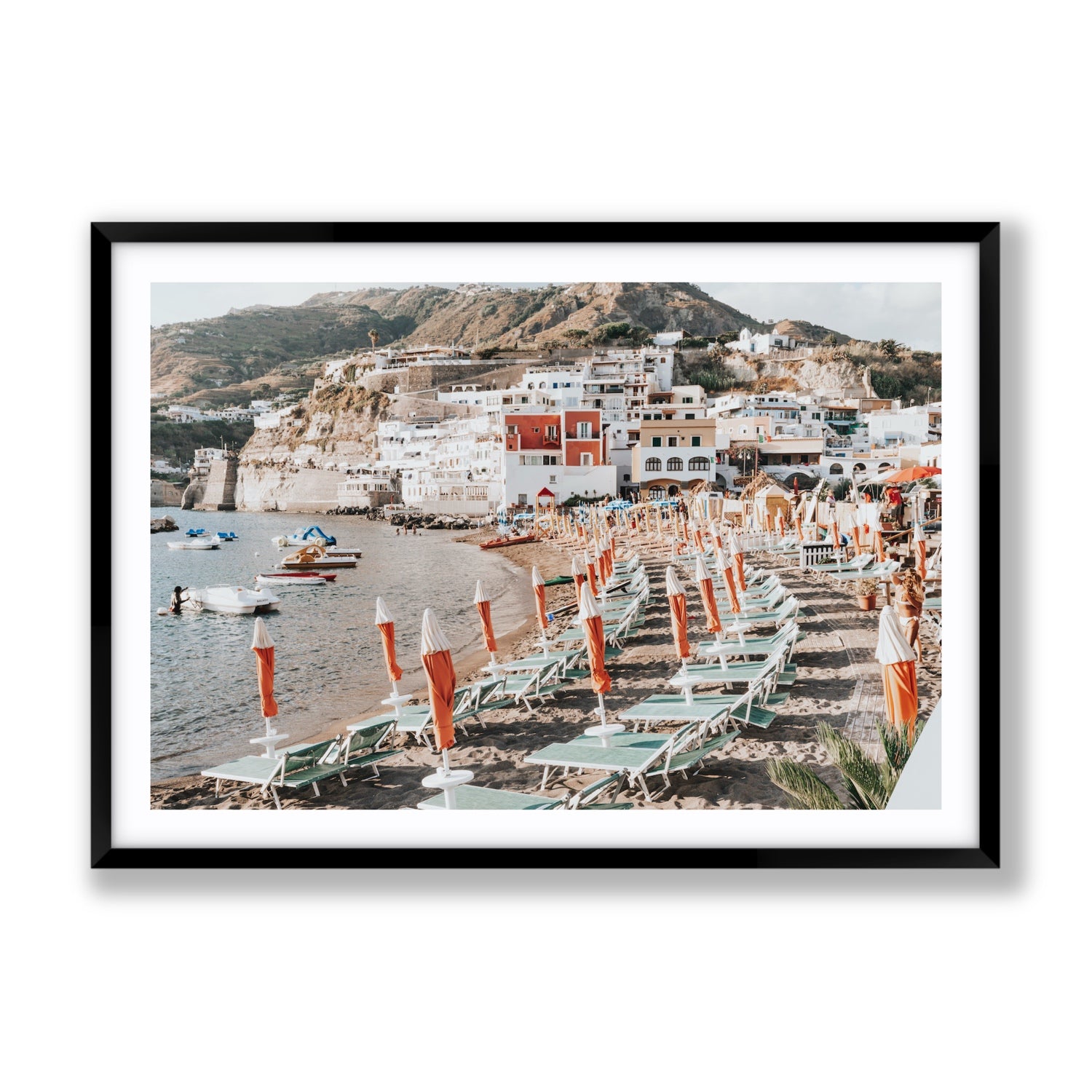 Sole Estivo Ischia Italian coastal wall art Gallery fine art print in black frame with matboard