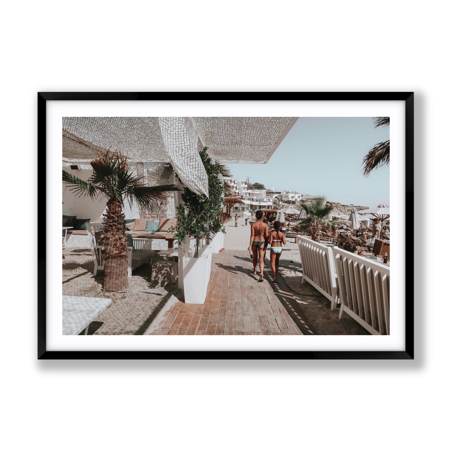 Mitera Kori Mykonos Greek island wall art Gallery fine art print in black frame with matboard