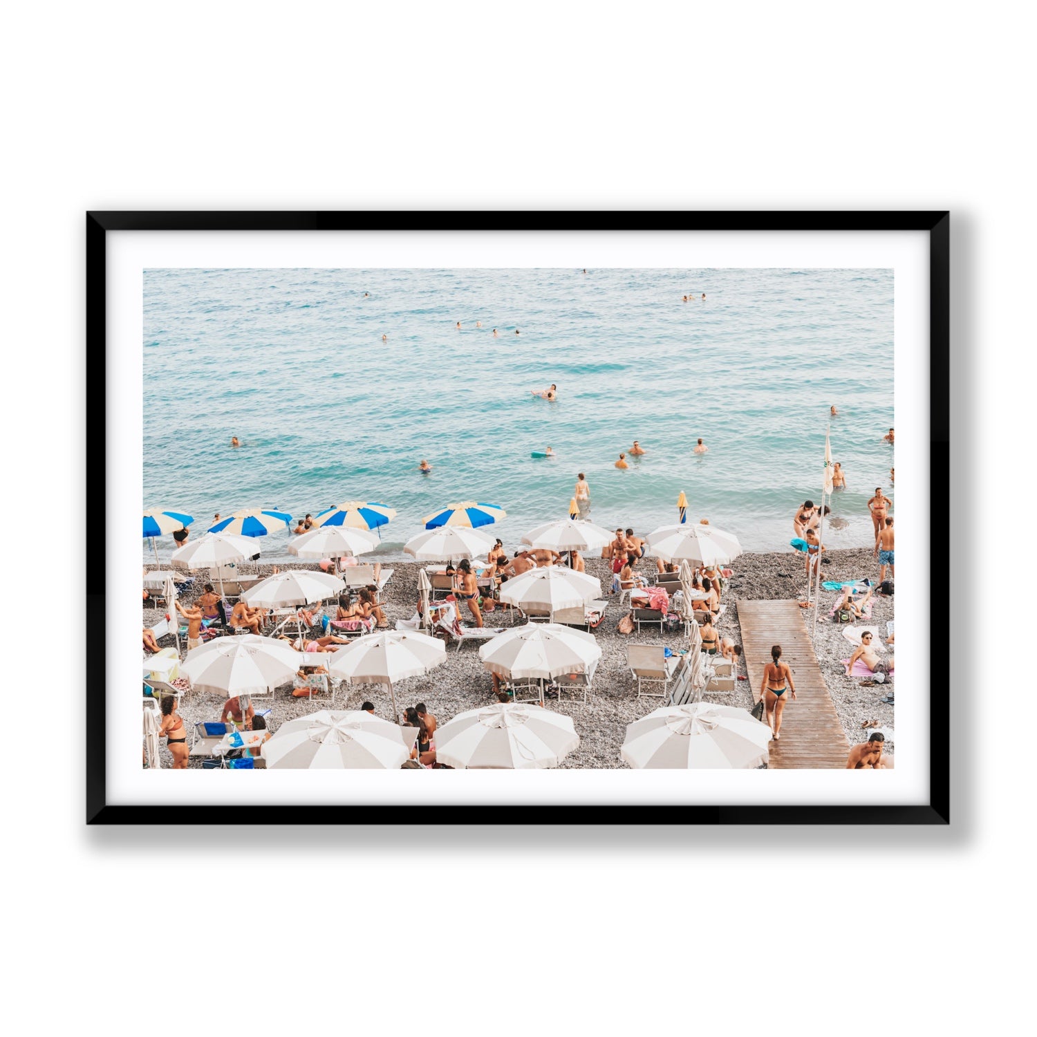 Dreamscape Amalfi Italian beach wall art Gallery fine art print in black frame with matboard