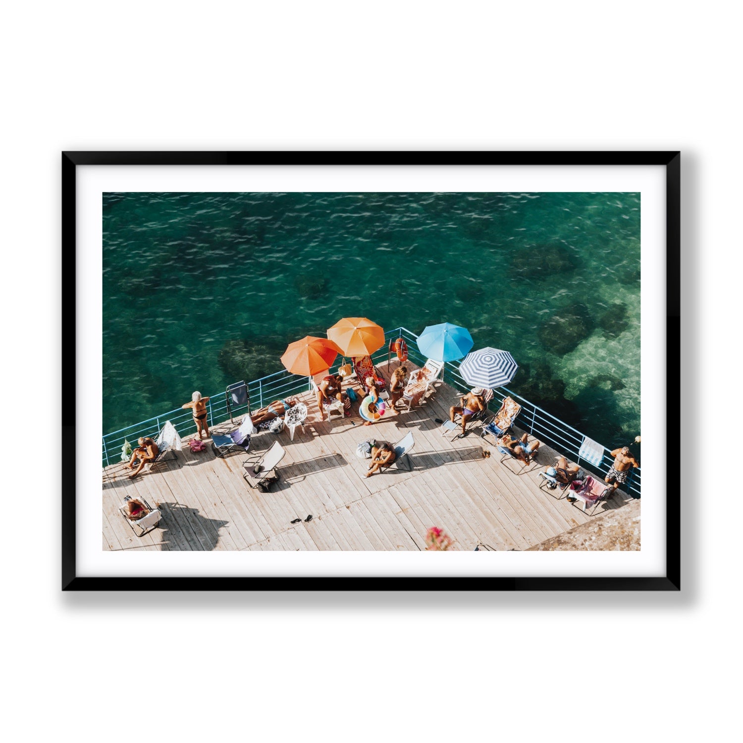 Il Dolce Far Niente Sorrento coastal wall art Gallery fine art print in black frame with matboard