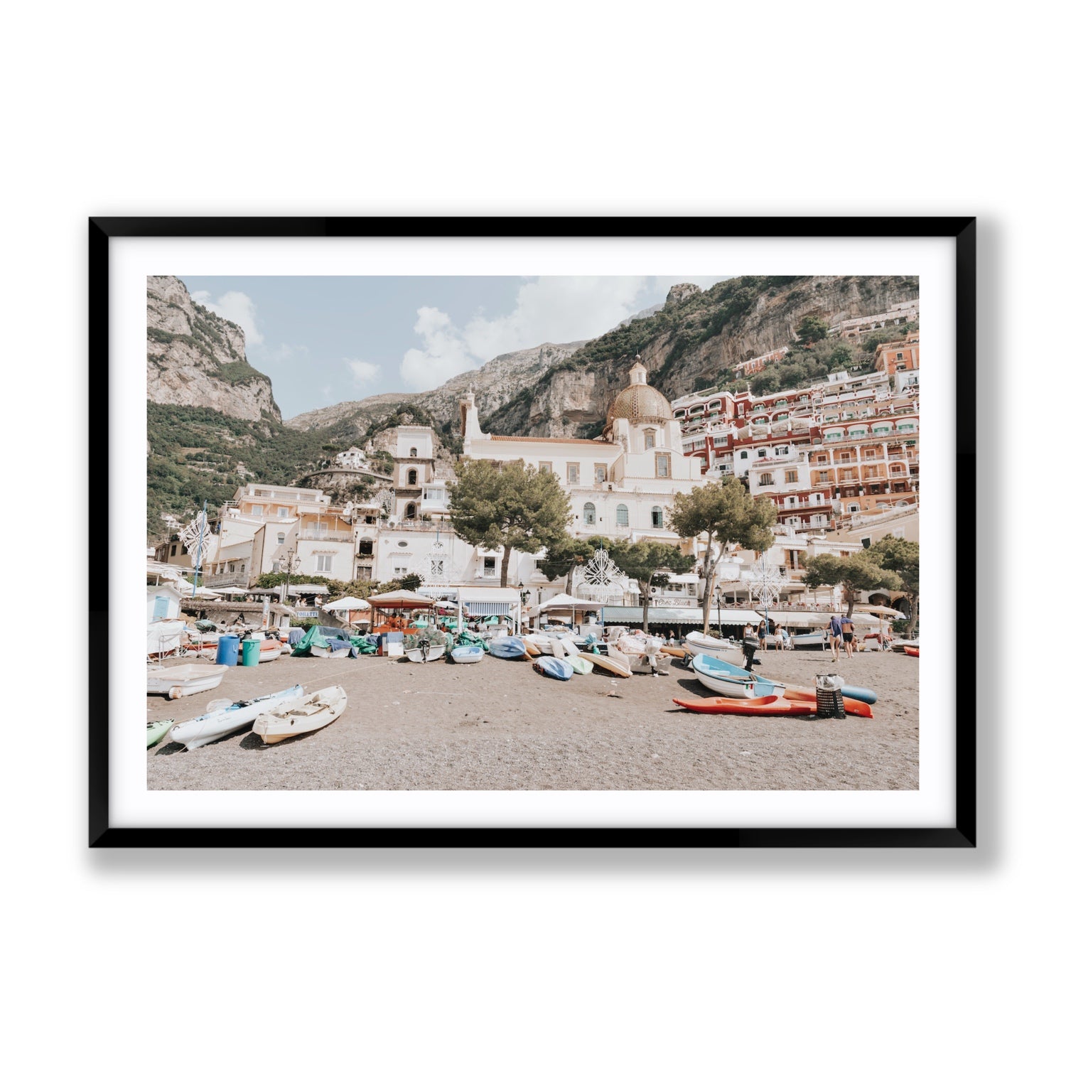 Pastel Paradise fine art print, Positano, Italy, Gallery, Black Frame · Matboard, Fine Art Print