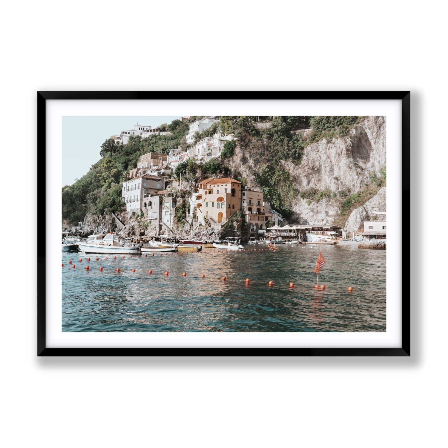 Amalfi Villas fine art print, Amalfi, Italy, coastal scenes artwork, Gallery, Black Frame · Matboard, Fine Art Print