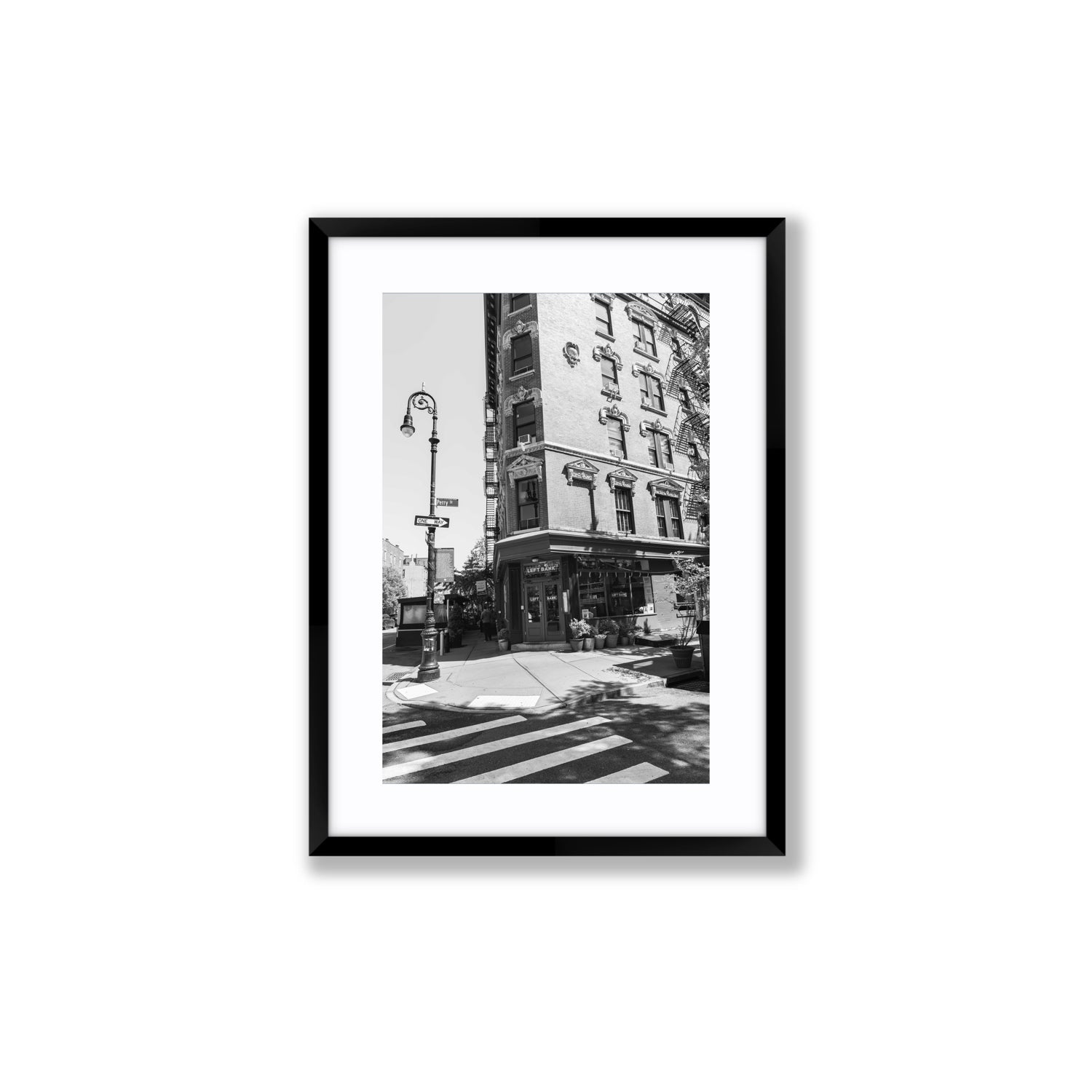 Parisian On Perry New York NYC Black & White wall art Medium fine art print in black frame with matboard