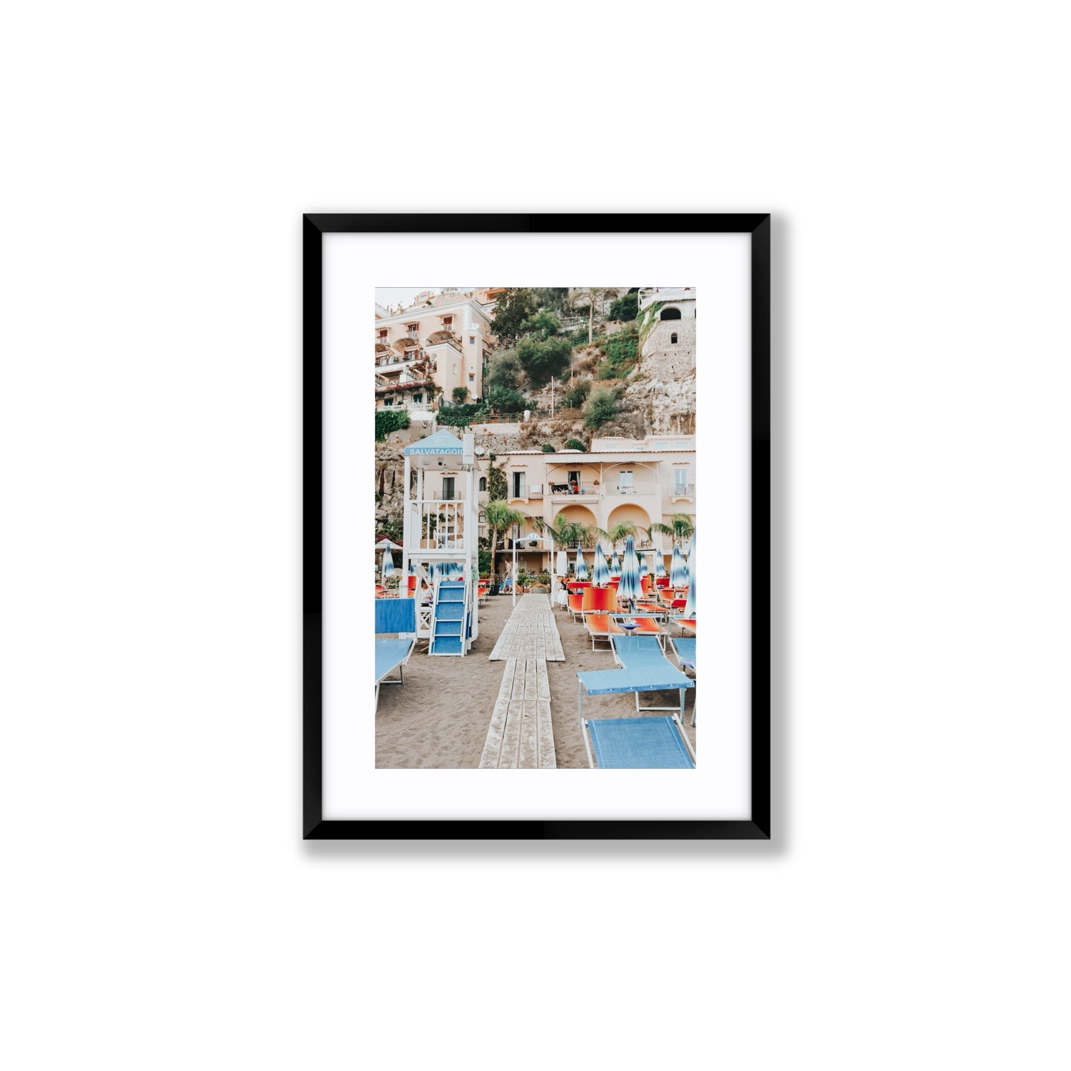 Torre Di Salvataggio fine art print, Positano, Italy, Medium, Black Frame · Matboard, Fine Art Print