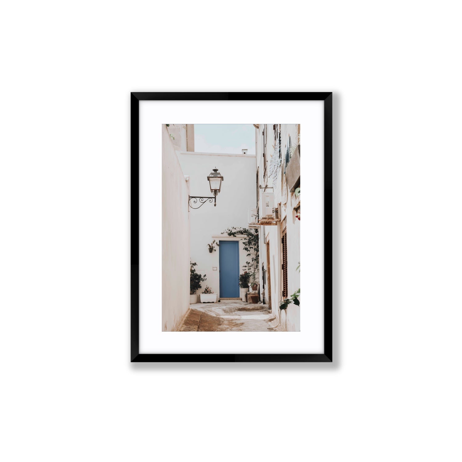 Entry Envy Puglia Ostuni wall art Medium fine art print in black frame with matboard
