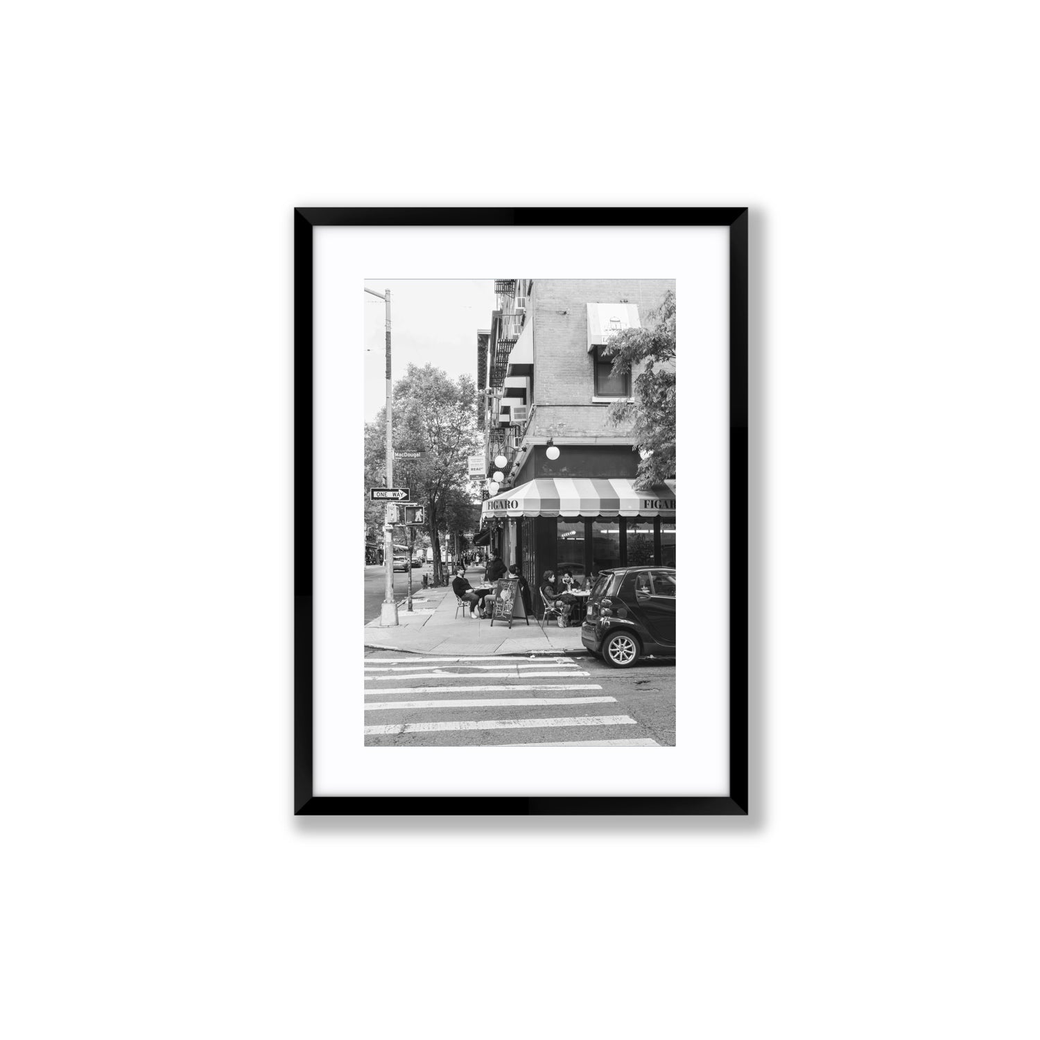 Figaro New York NYC Black & White wall art Medium fine art print in black frame with matboard