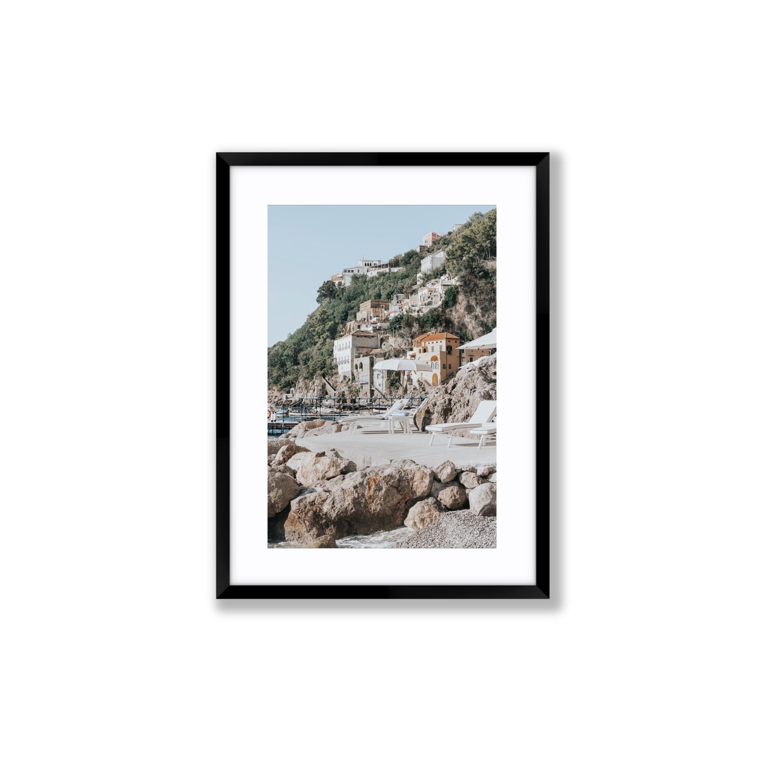 Dolce Coast Amalfi travel photography wall art medium fine art print in black frame with matboard