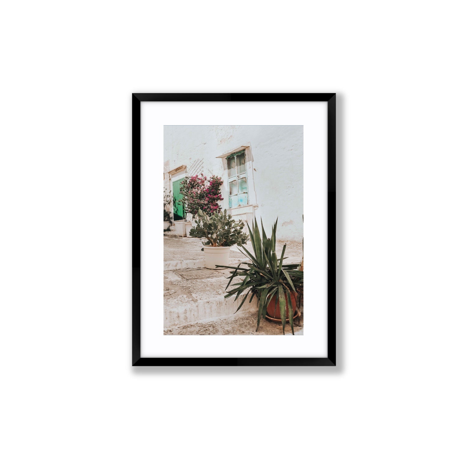 Giardino Segreto Puglia Ostuni wall art Medium fine art print in black frame with matboard