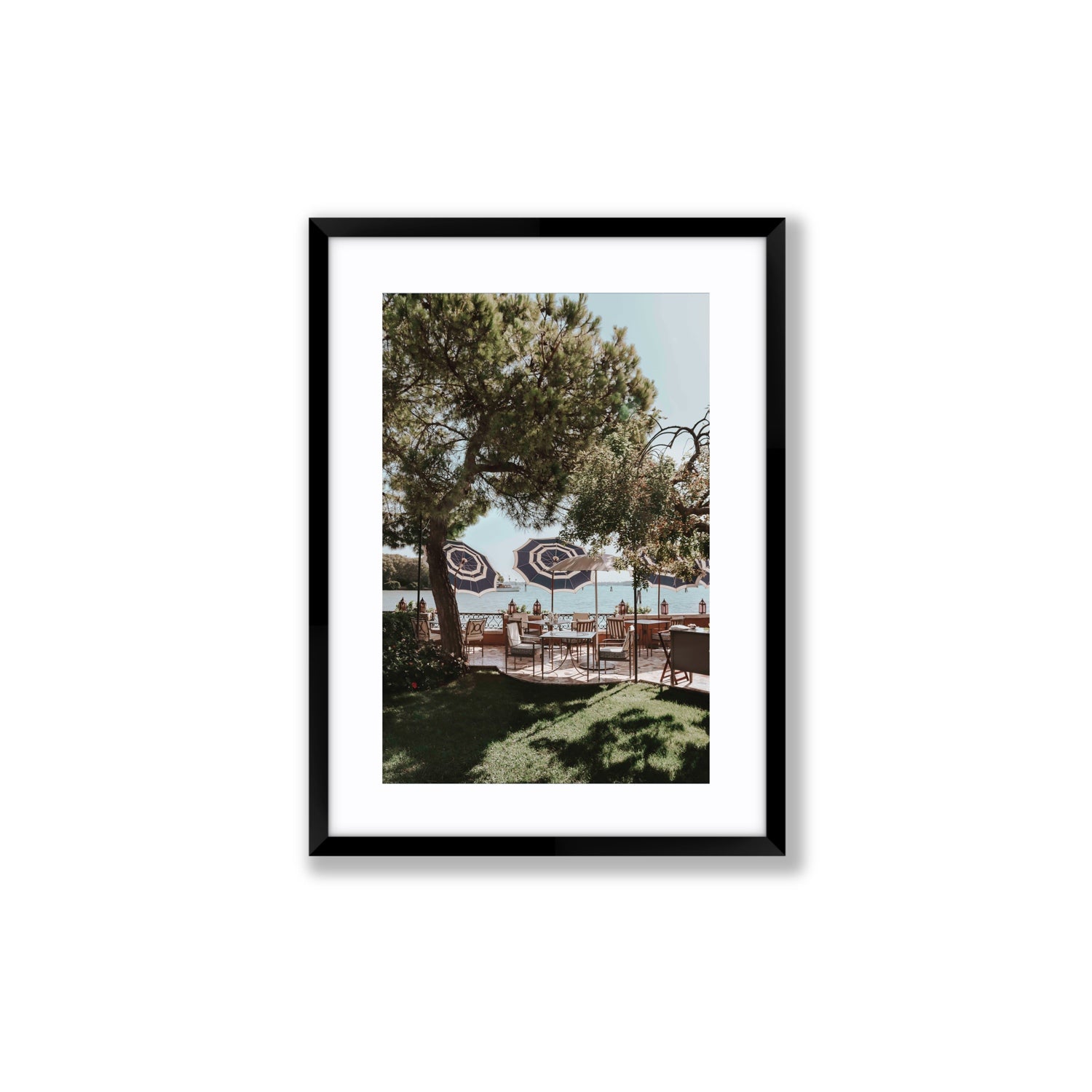 Tranquil Gardens Venice Italian wall art Medium fine art print in black frame with matboard