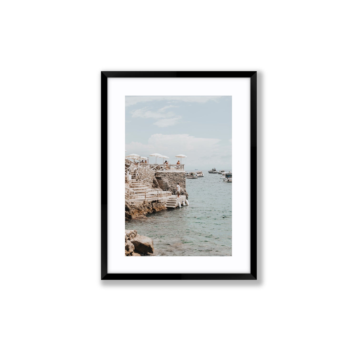 Pier Patrol fine art print, Nerano, Italy, Medium, Black Frame · Matboard, Fine Art Print