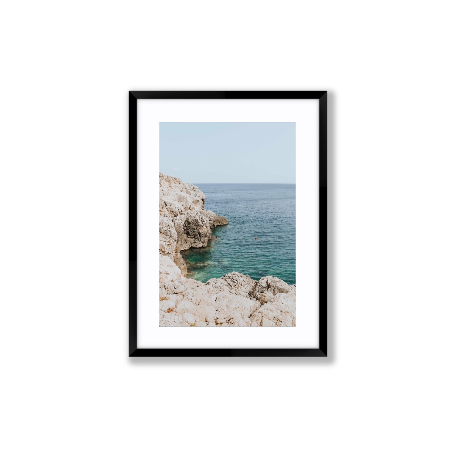 Healing Immersion Puglia Wall Mediterranean fine art print Medium fine art print in black frame with matboard