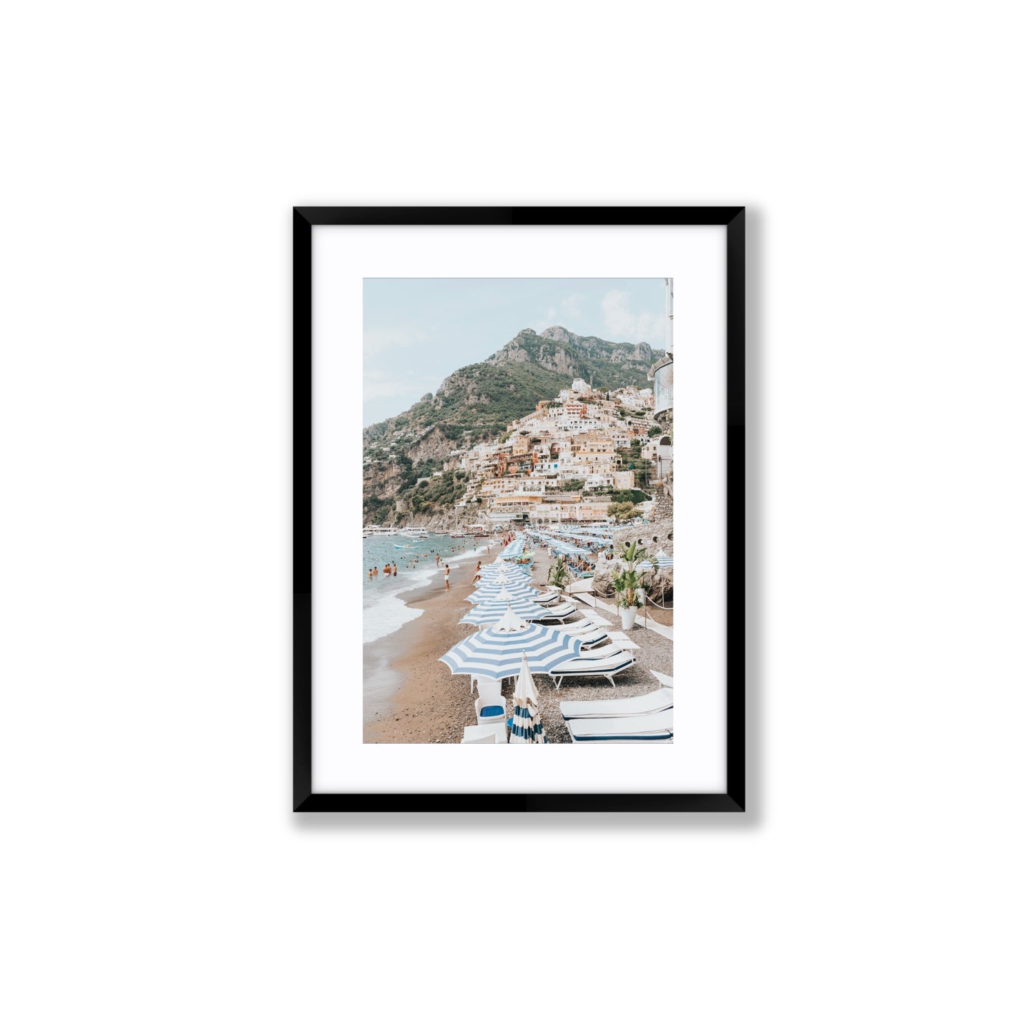 The Cliffside Village fine art print, Positano, Italy, Medium, Black Frame · Matboard, Fine Art Print
