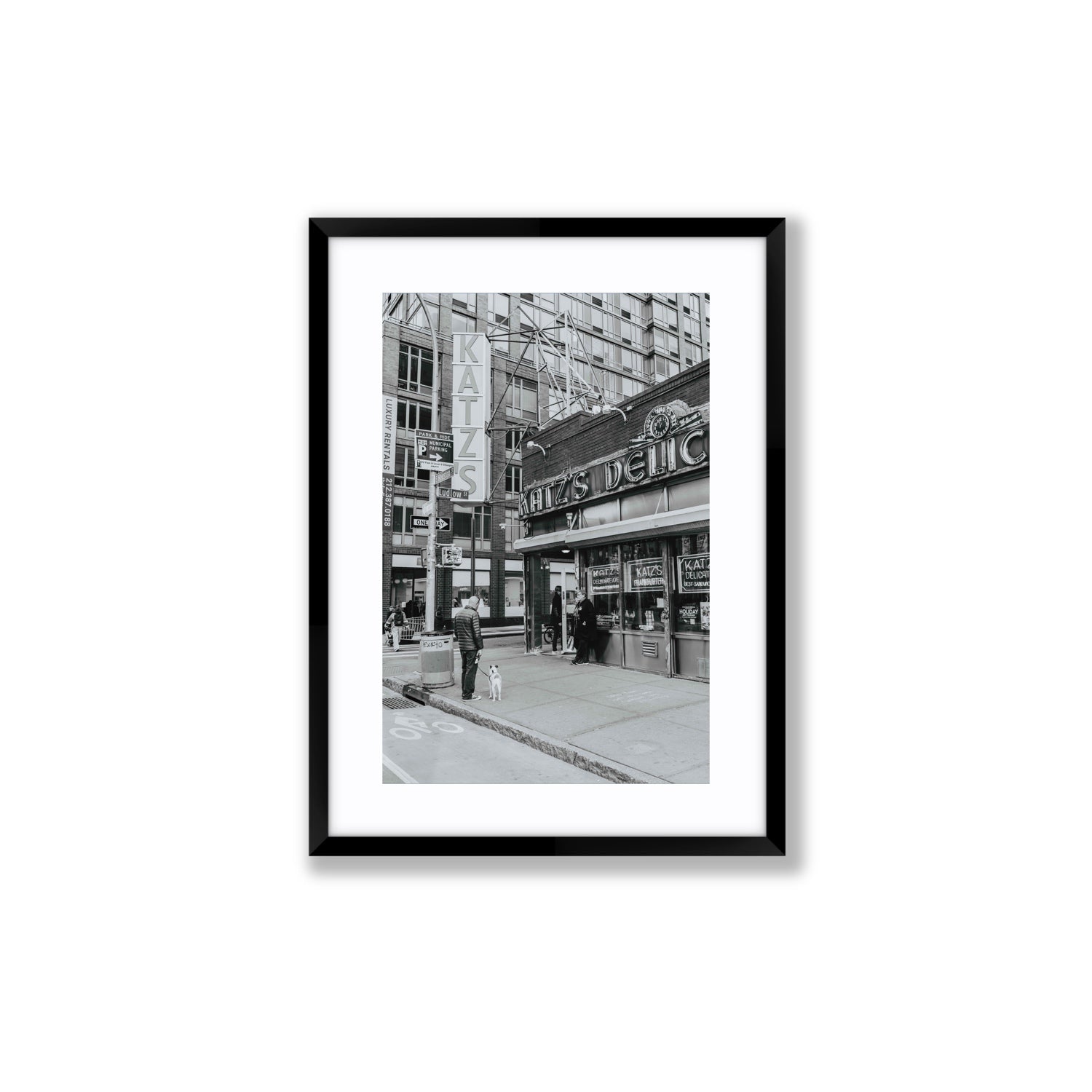 Graphite Gotham New York NYC Black & White wall art Medium fine art print in black frame with matboard