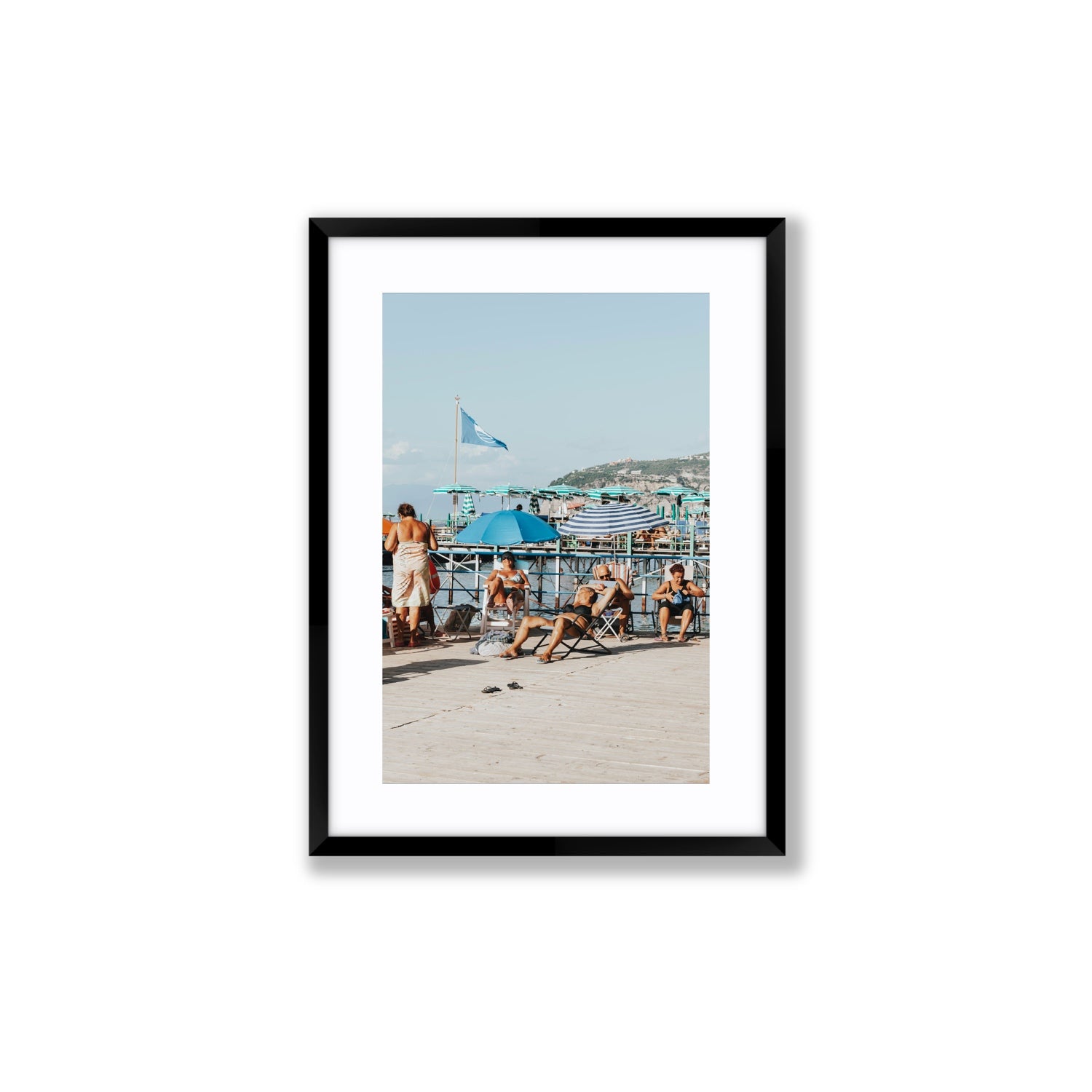 The Golden Years Sorrento Italian wall art Medium fine art print in black frame with matboard