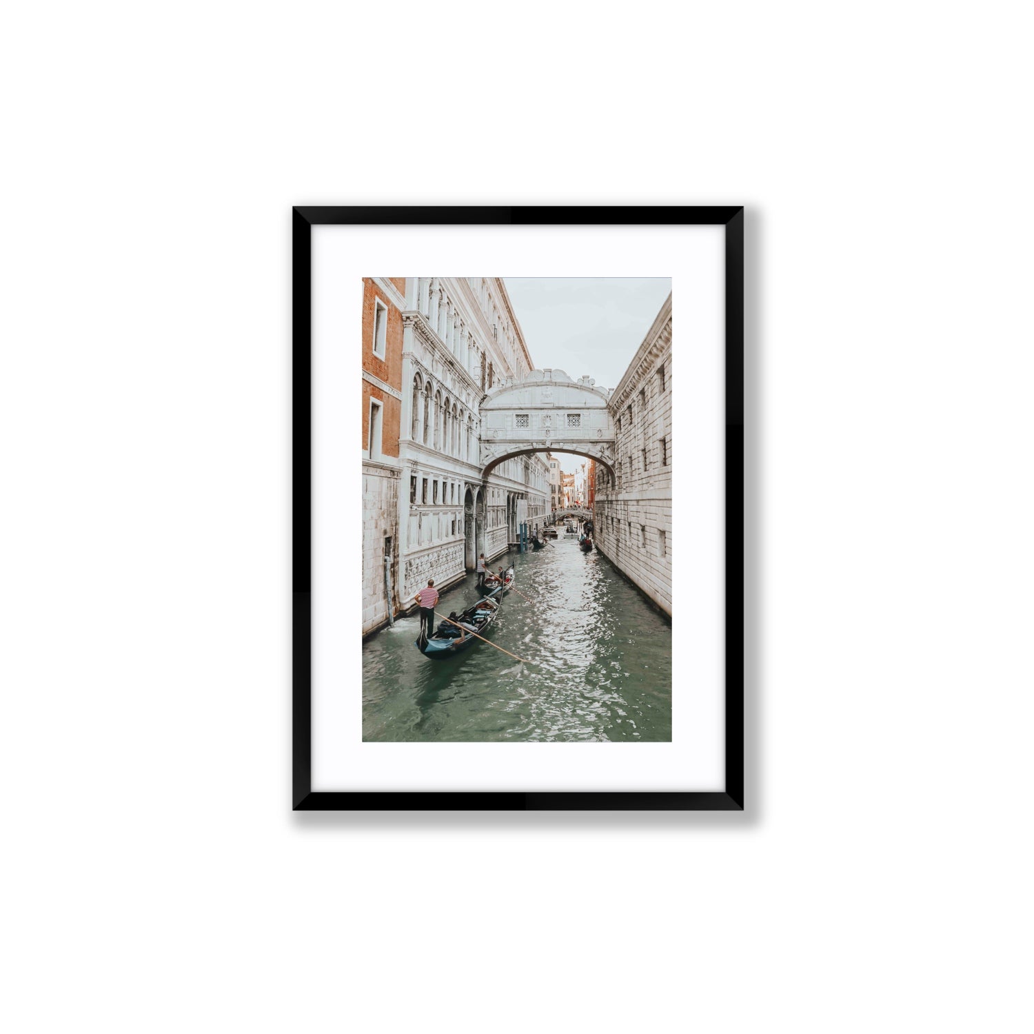 Bridge of Sighs Venice Gondola Italian wall art Medium fine art print in black frame with matboard