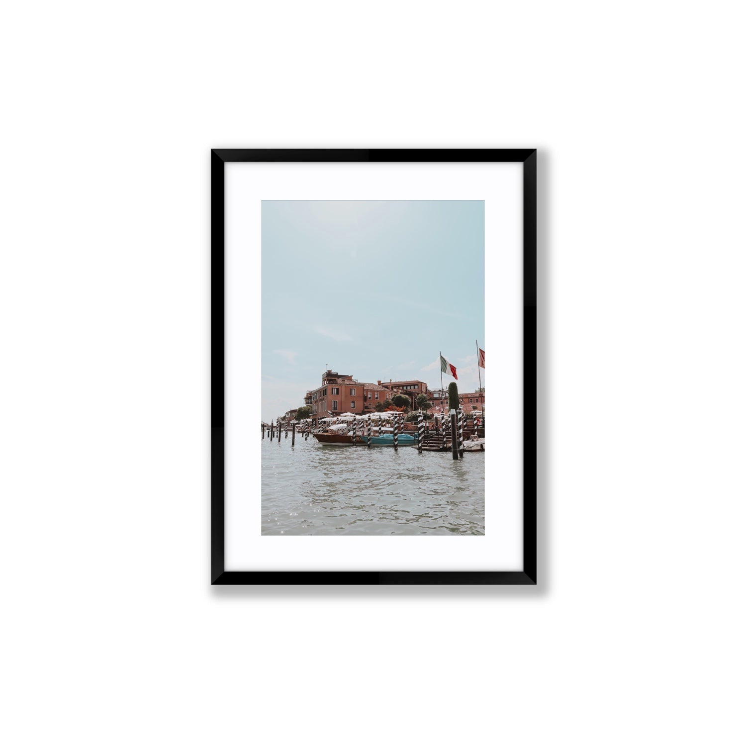 Giudecca Island Venice wall art Medium fine art print in black frame with matboard