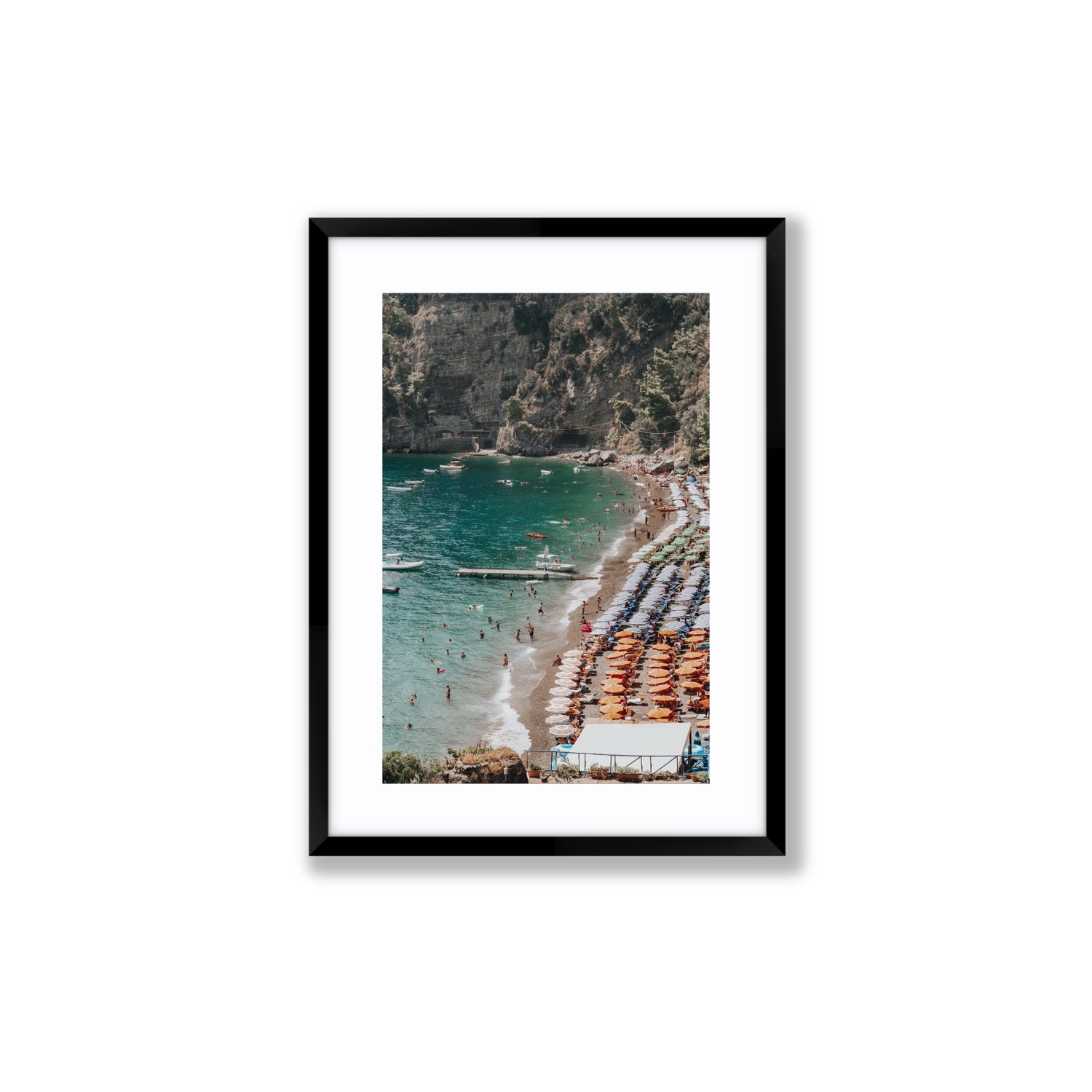 Parasol Panorama fine art print, Positano, Italy, Medium, Black Frame · Matboard, Fine Art Print
