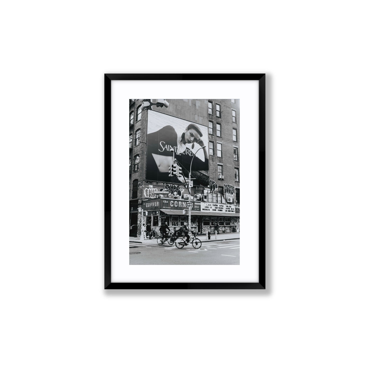 Runway To Rooftops New York NYC Black & White wall art Medium fine art print in black frame with matboard