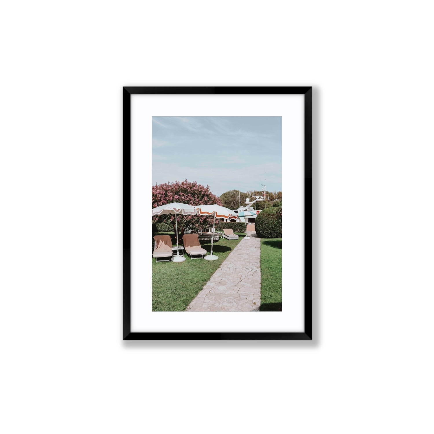 A Bellini Awaits Venice Italian wall art Medium fine art print in black frame with matboard
