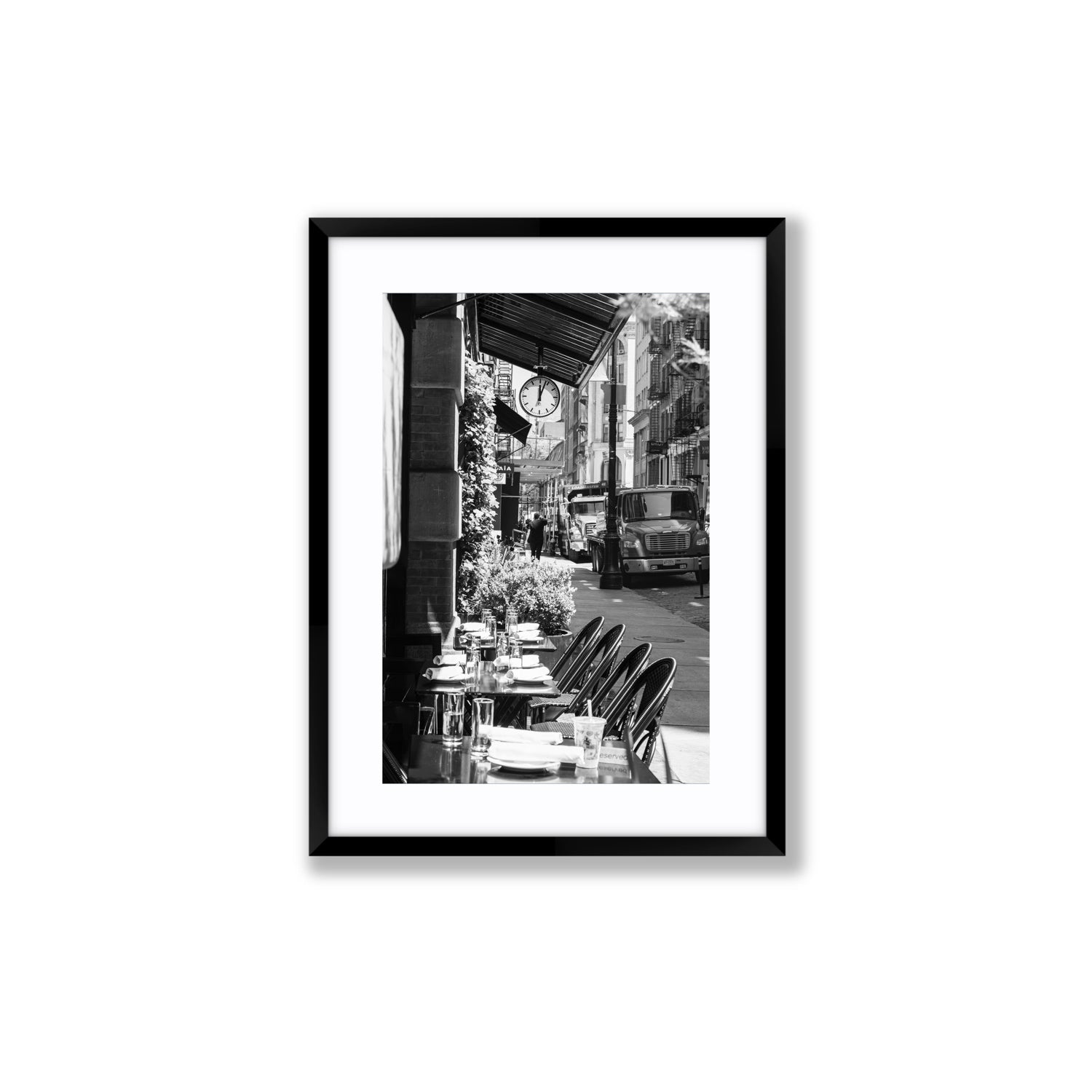 Mercer Street New York NYC Black & White wall art Medium fine art print in black frame with matboard