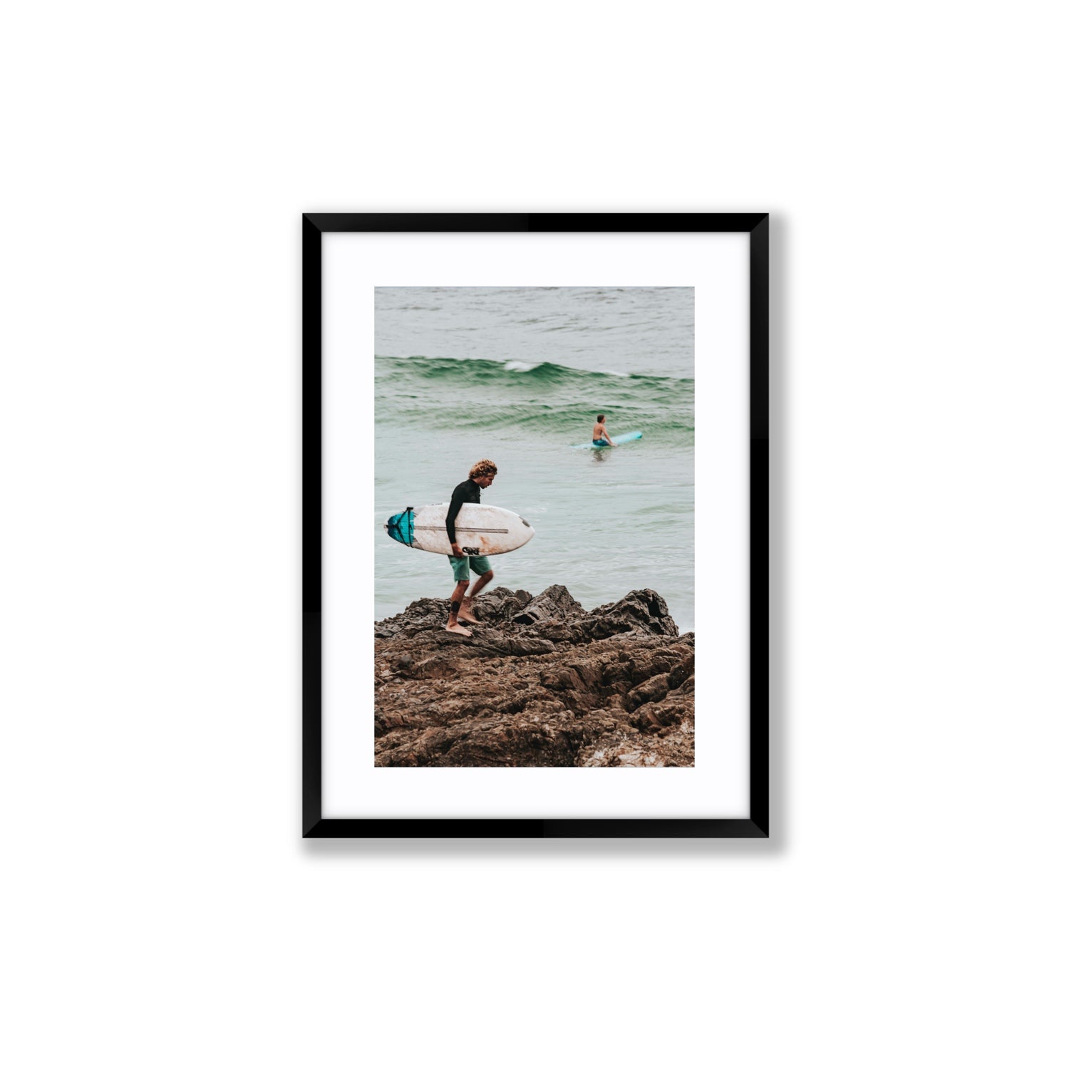 Not All Who Wander Are Lost Byron Bay Surf wall art Medium fine art print in black frame with matboard