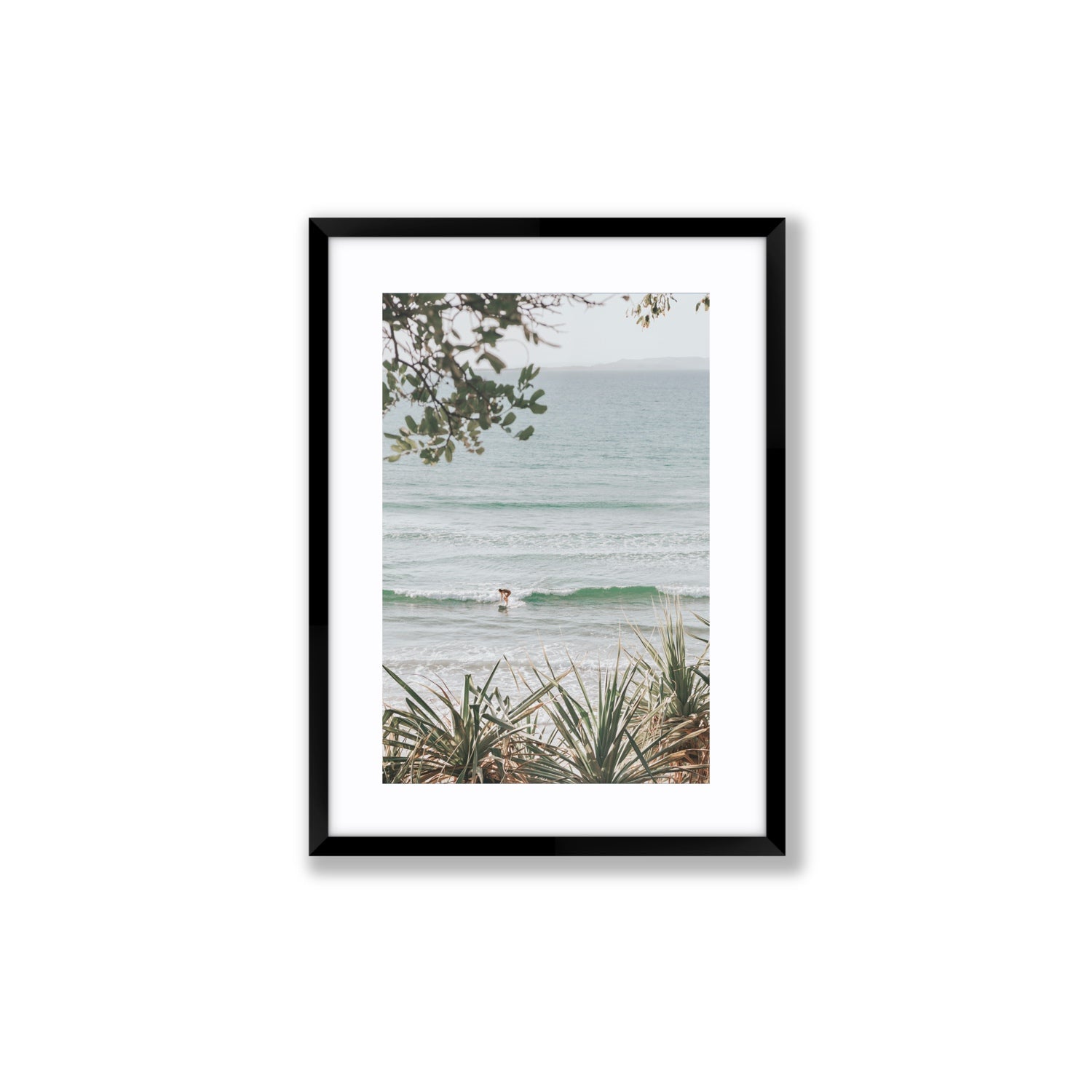 Dream Boat fine art print, Noosa, Australia, coastal scenes artwork, Medium, Black Frame · Matboard, Fine Art Print