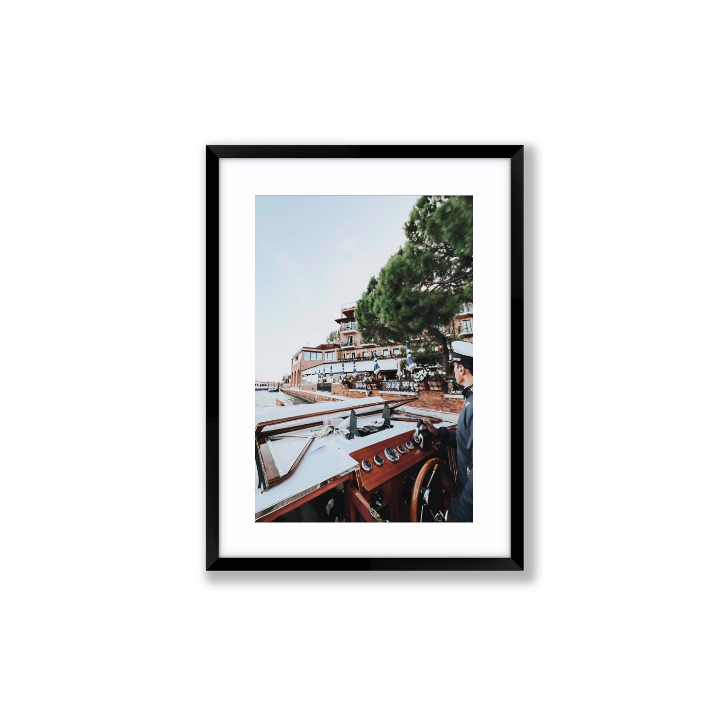 The Driver Venice Canal Italian wall art Medium fine art print in black frame with matboard