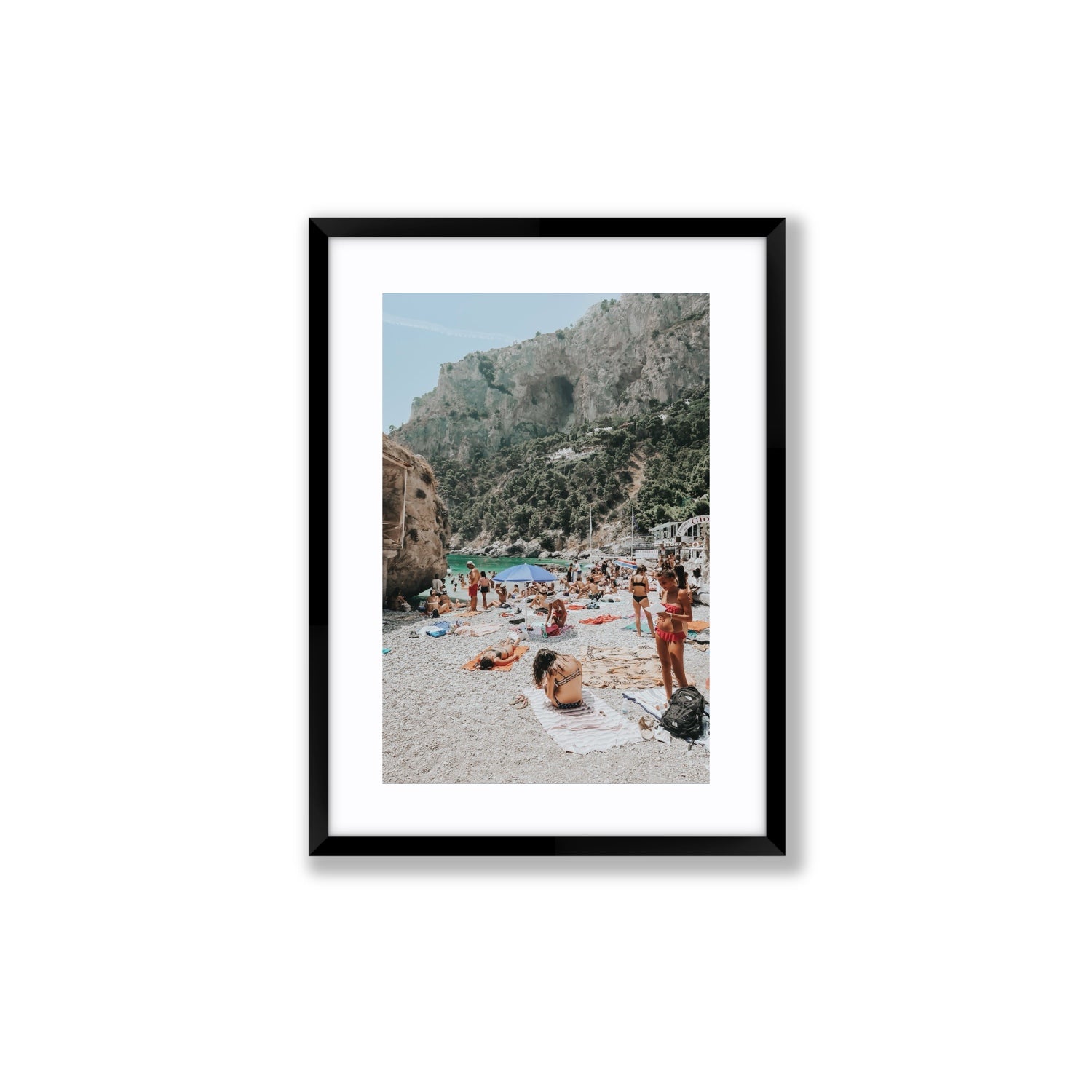 Marina Piccola Capri Mediterranean wall art Medium fine art print in black frame with matboard