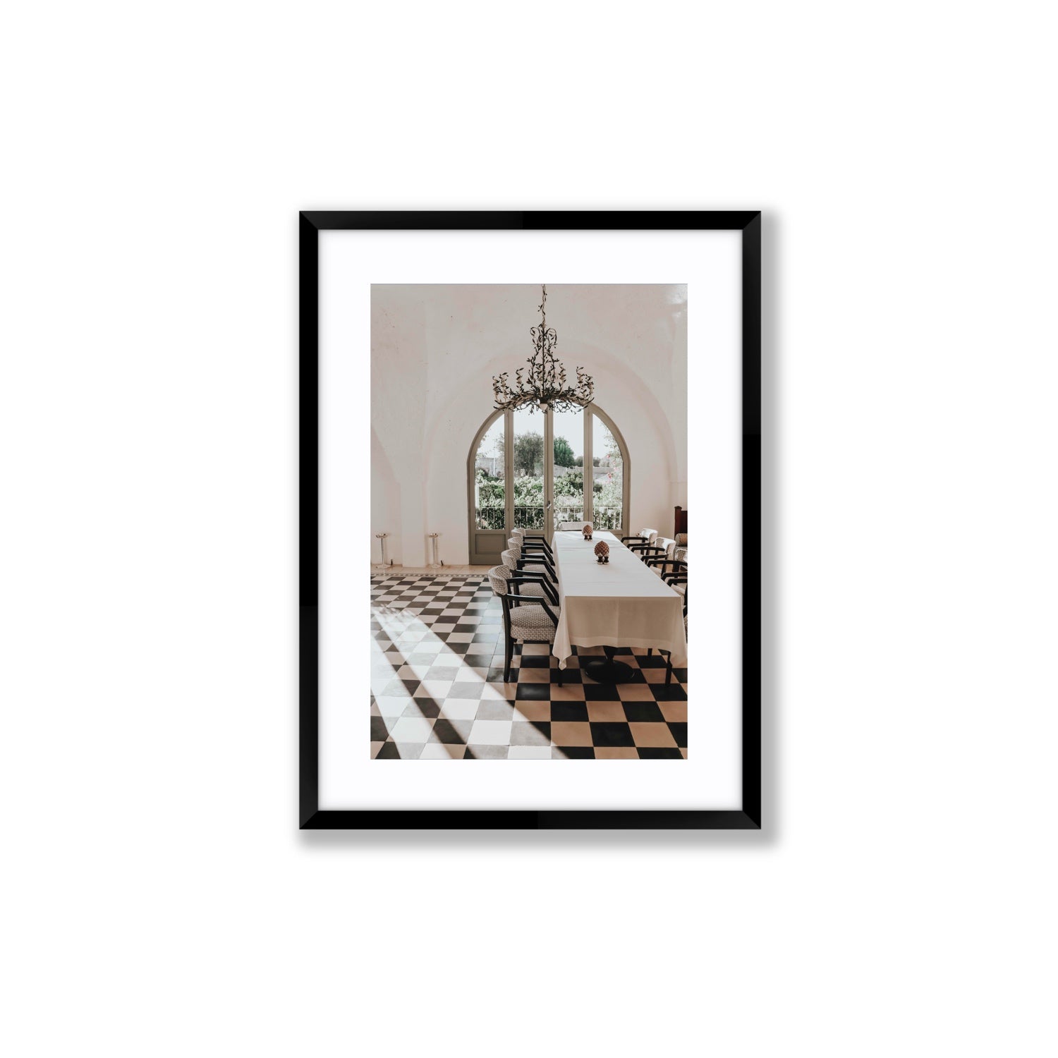 Sunbeam Feast Puglia Wall Italian fine art print Medium fine art print in black frame with matboard