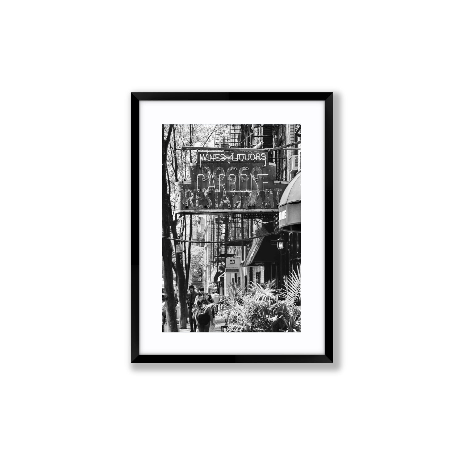 Paparazzi To Pasta New York NYC Black & White wall art Medium fine art print in black frame with matboard