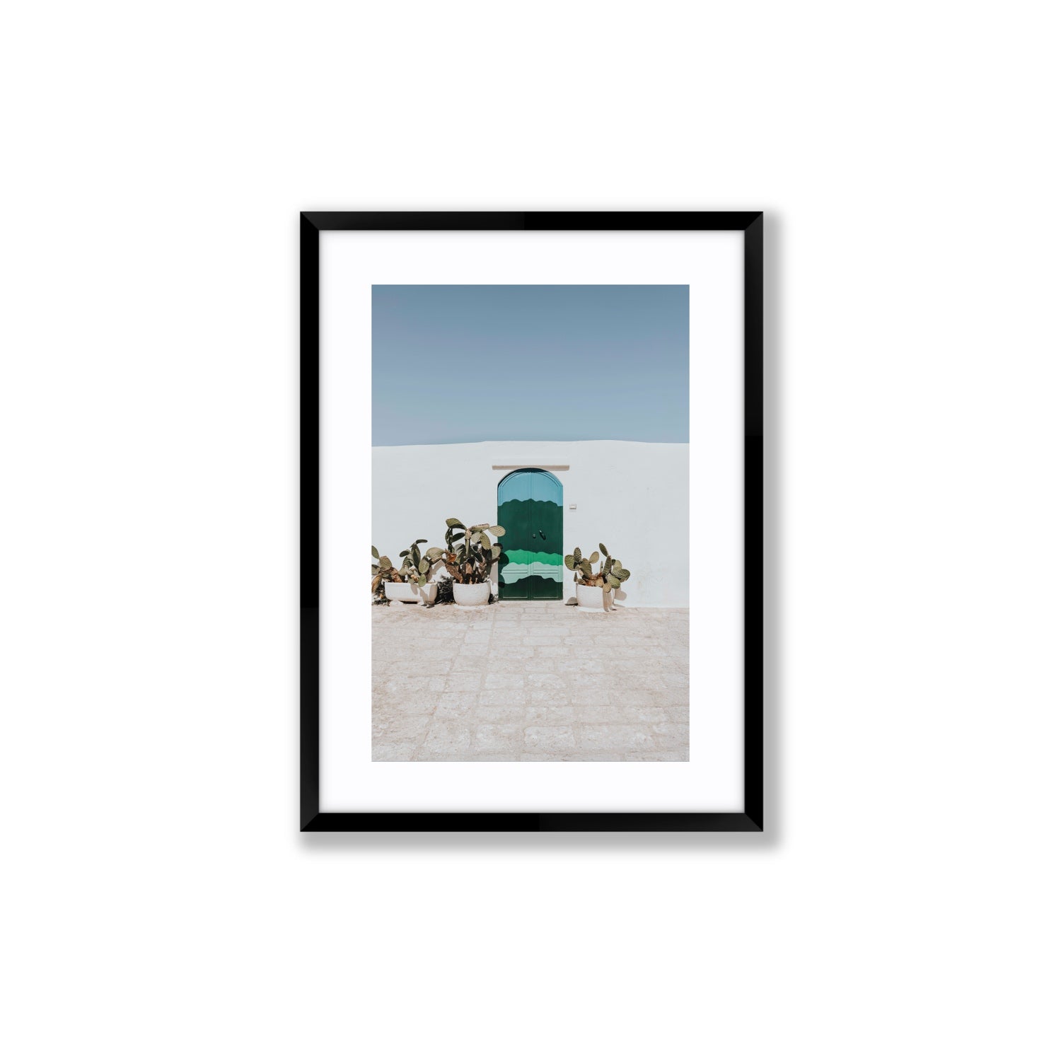 Imaginary Exit Puglia Mediterranean wall art Medium fine art print in black frame with matboard