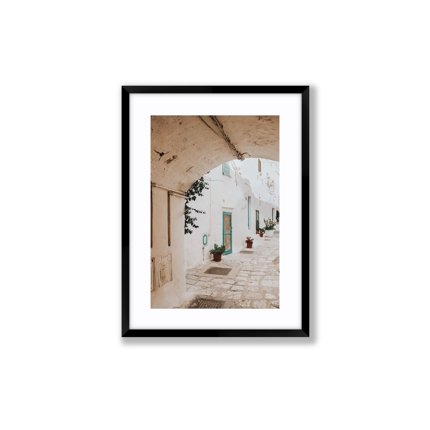 La Citta Bianca Puglia La Città Bianca wall art Medium fine art print in black frame with matboard