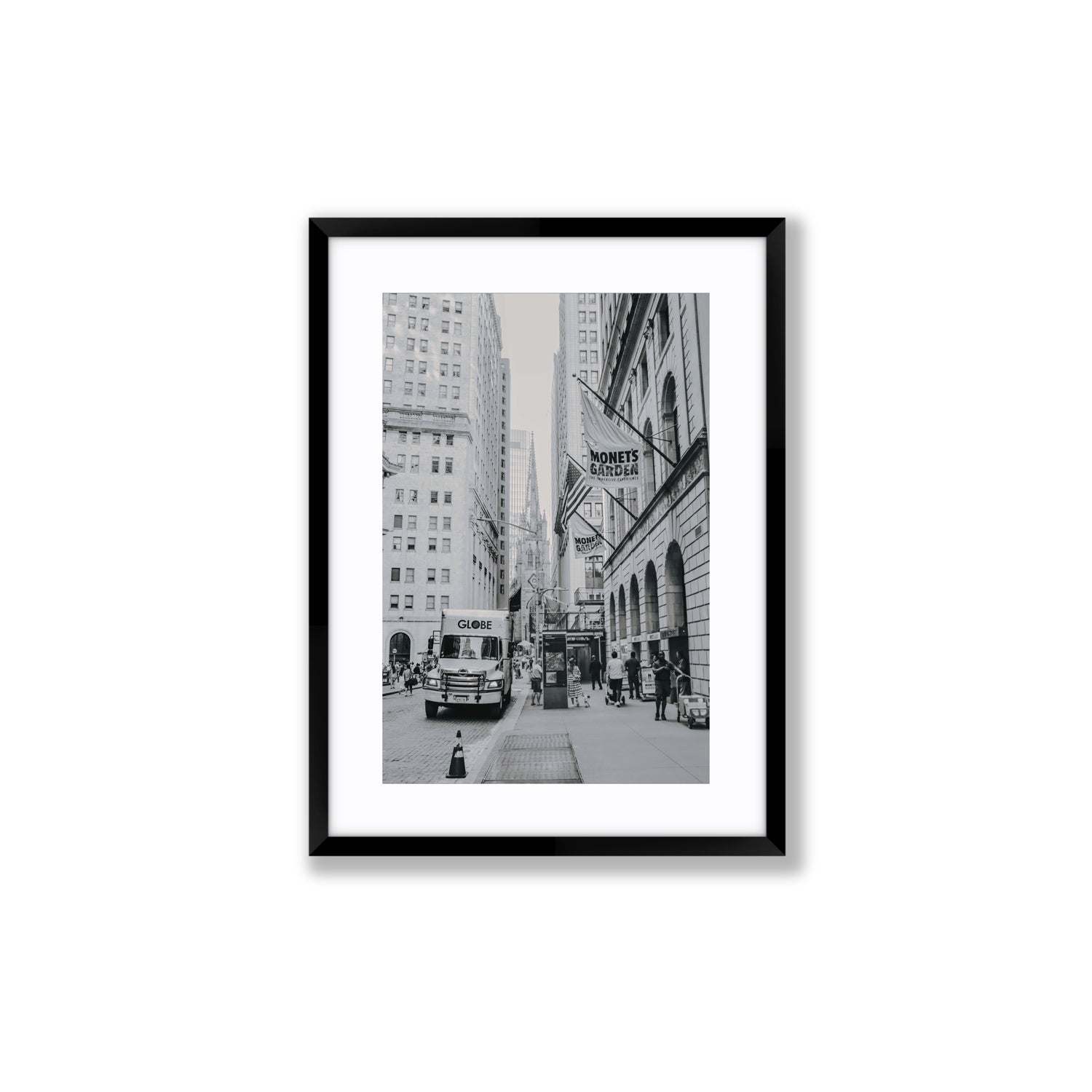 Metropolitan Monotone New York NYC Black & White wall art Medium fine art print in black frame with matboard