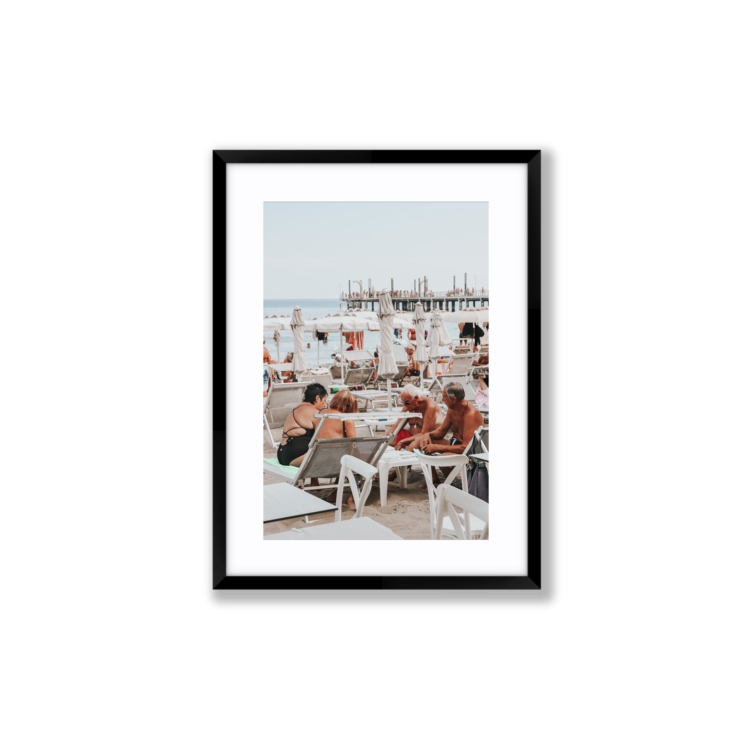 Salted Shuffle fine art print, Alassio, Italy, people and locals artwork, Medium, Black Frame · Matboard, Fine Art Print