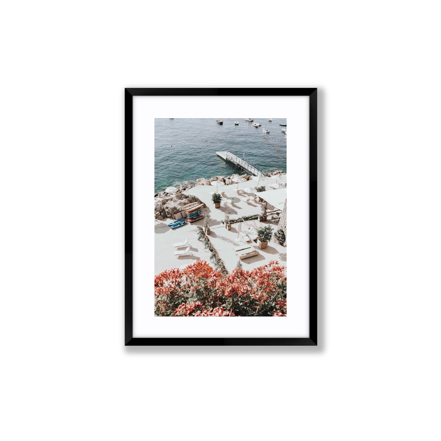 A Work of Art Amalfi coastal wall art Medium fine art print in black frame with matboard