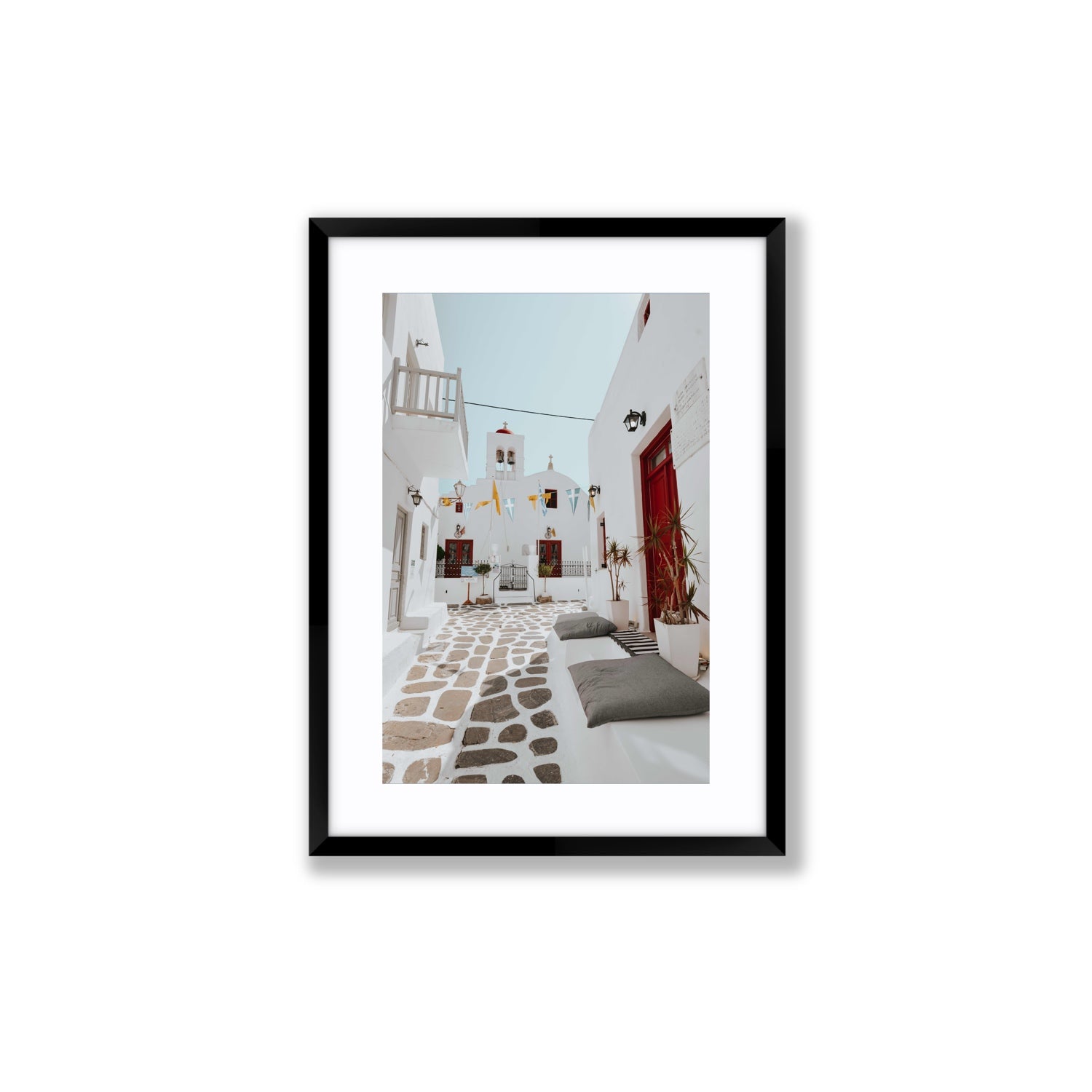 Cycladic Charm fine art print, Mykonos, Greece, Medium, Black Frame · Matboard, Fine Art Print