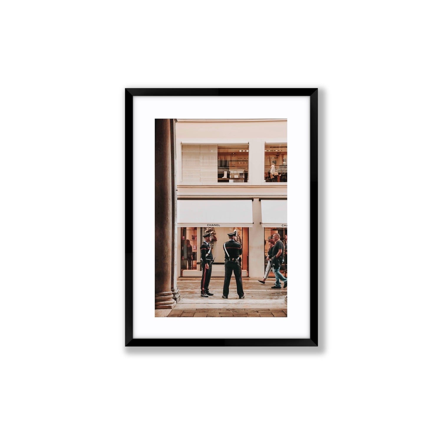 Style Police Venice Italian wall art Medium fine art print in black frame with matboard