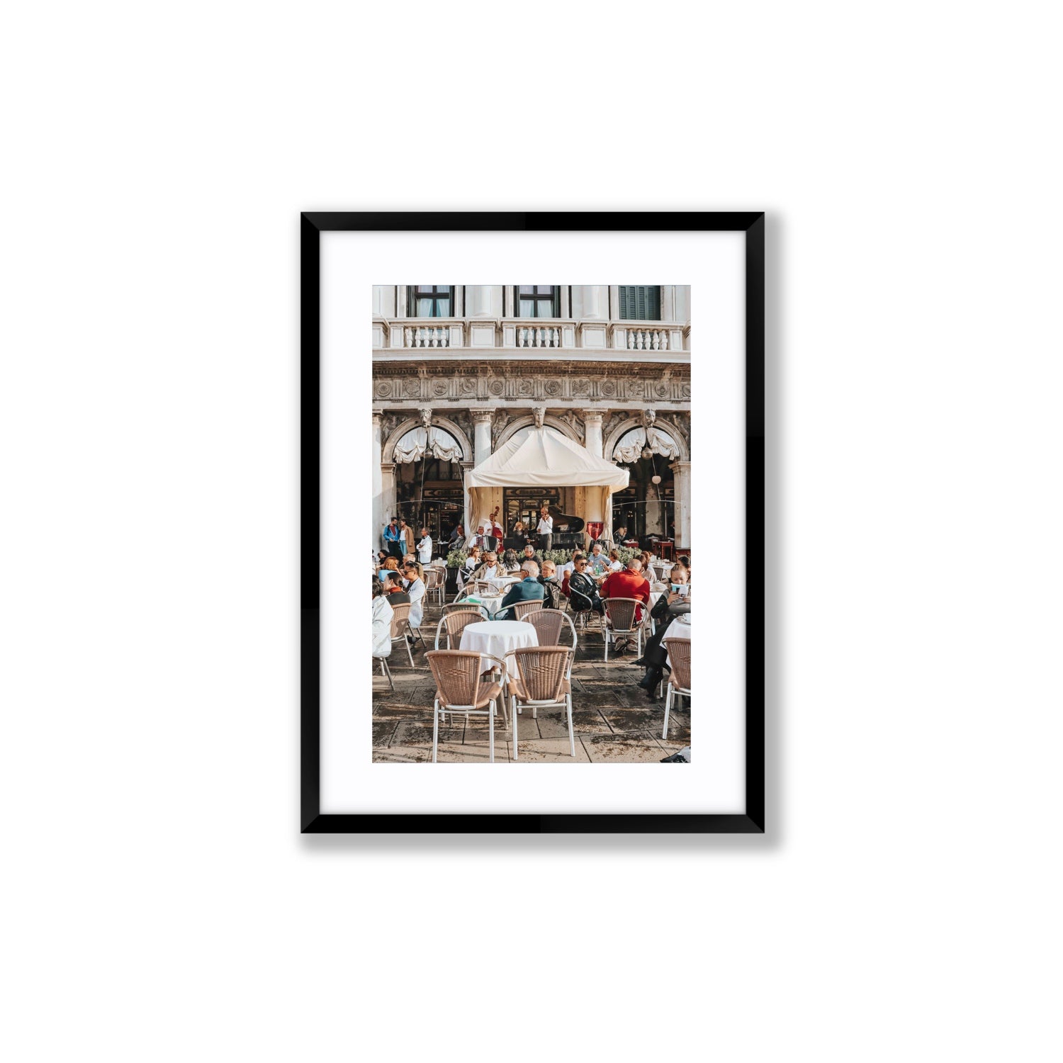 Piazza San Marco Venice Italian wall art Medium fine art print in black frame with matboard