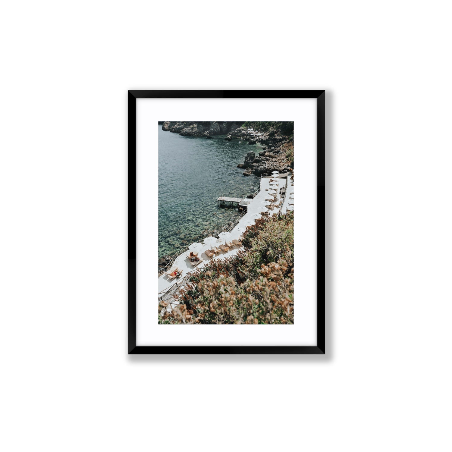 Go Beyond The Postcard Tuscany coastal wall art Medium fine art print in black frame with matboard