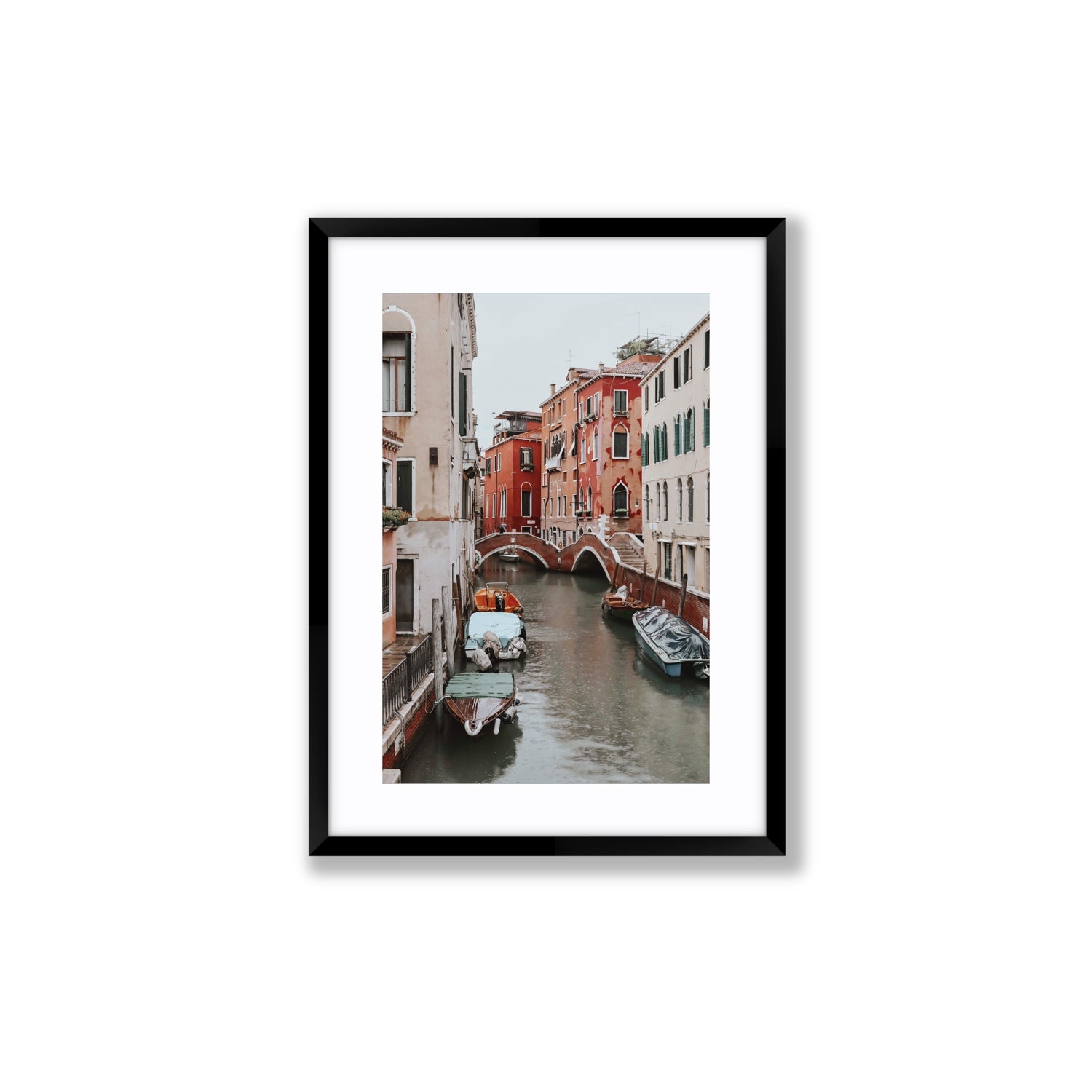 City of Water Venice Italian Mediterranean decor wall art Medium fine art print in black frame with matboard