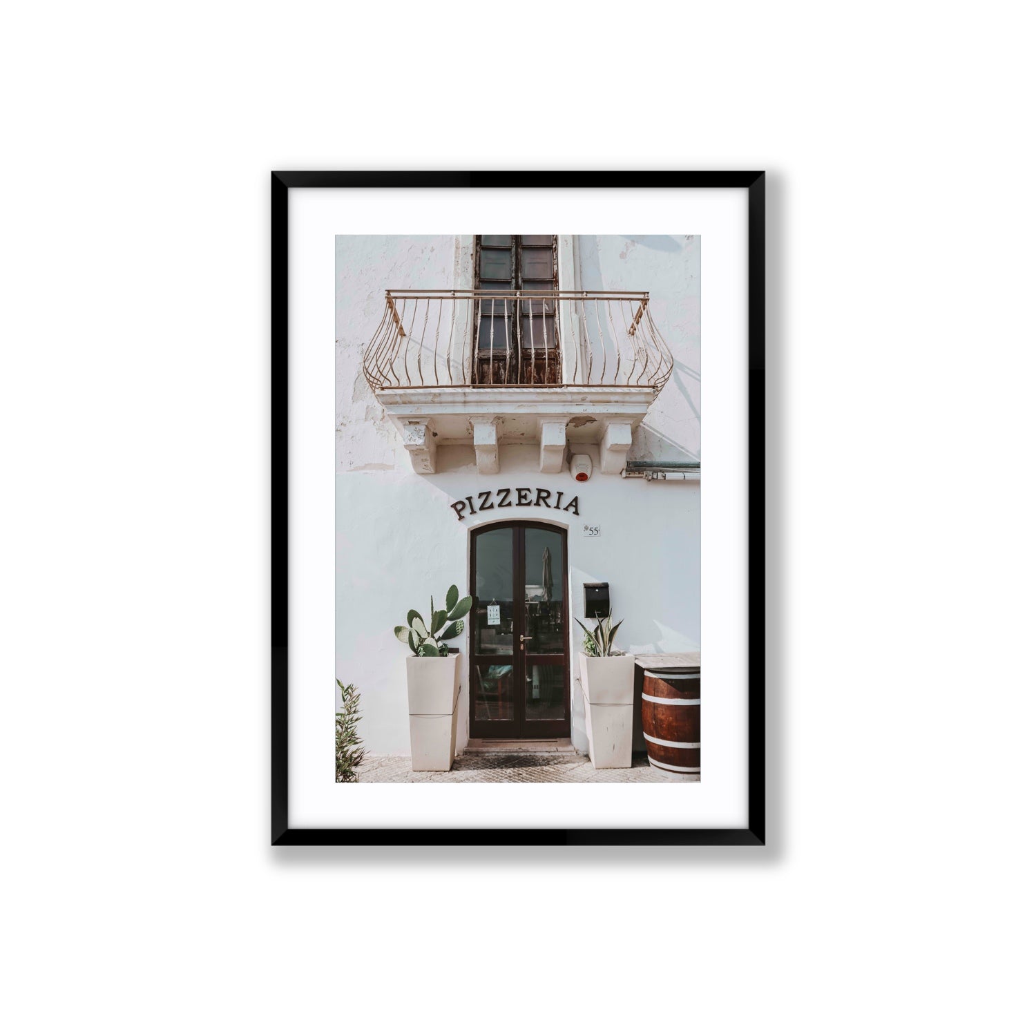 Pizzeria Puglia Italian wall art Large fine art print in black frame with matboard