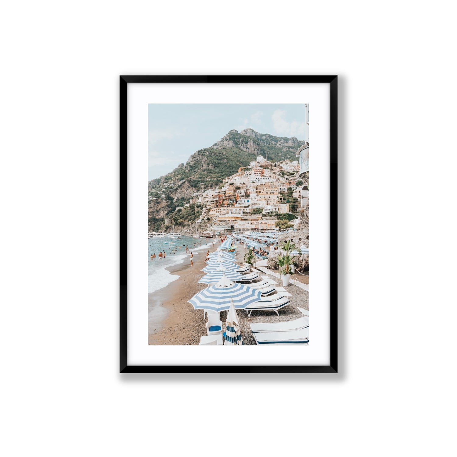 The Cliffside Village fine art print, Positano, Italy, Large, Black Frame · Matboard, Fine Art Print
