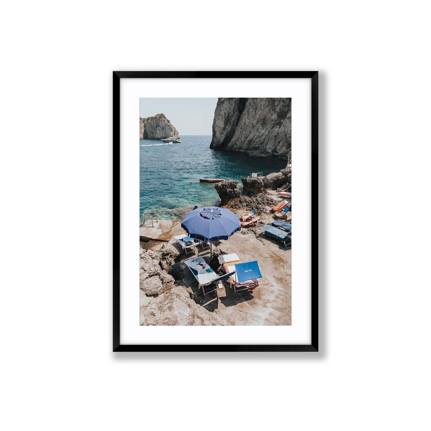 Lonely Loungers fine art print, Capri, Italy, Large, Black Frame · Matboard, Fine Art Print