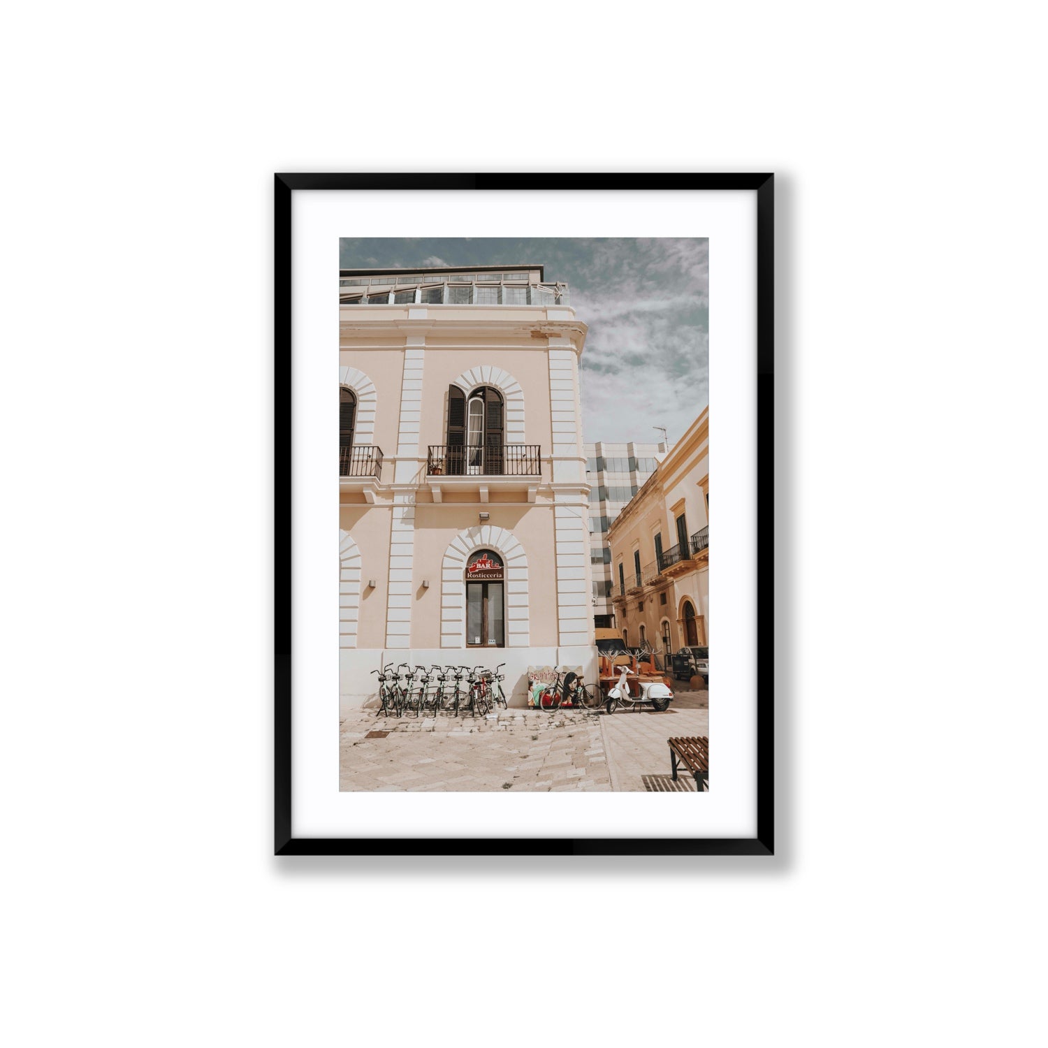Rosticceria Puglia Italian wall art Large fine art print in black frame with matboard