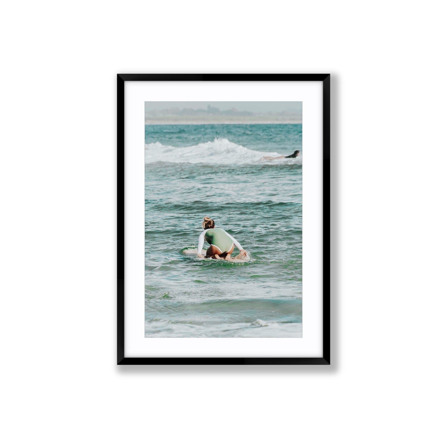 Quincy Byron Bay Surf coastal wall art Large fine art print in black frame with matboard