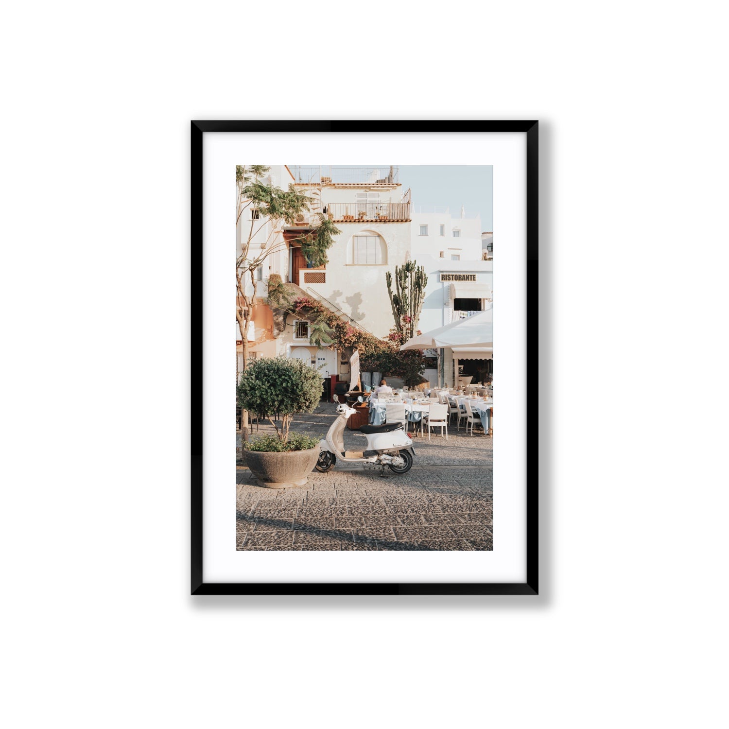 Ristorante Ischia Italian Mediterranean decor wall art Large fine art print in black frame with matboard