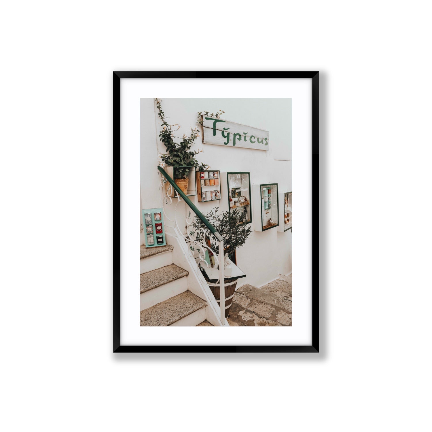 Il Negozio Puglia Ostuni wall art Large fine art print in black frame with matboard