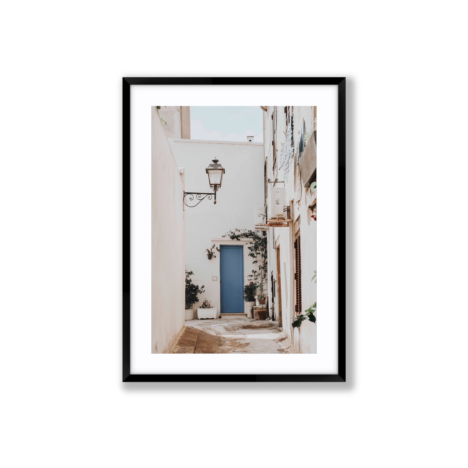 Entry Envy Puglia Ostuni wall art Large fine art print in black frame with matboard