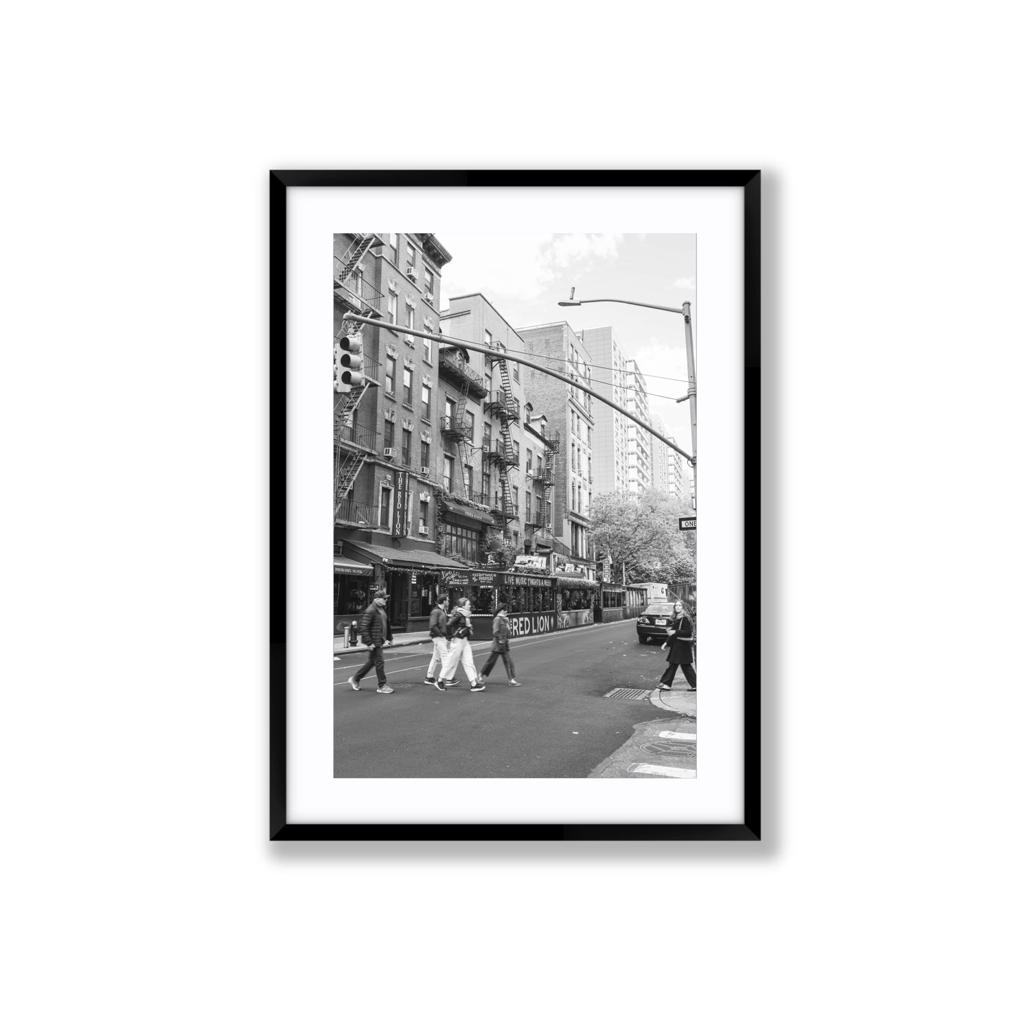 Spectral Streets New York NYC Black & White wall art Large fine art print in black frame with matboard