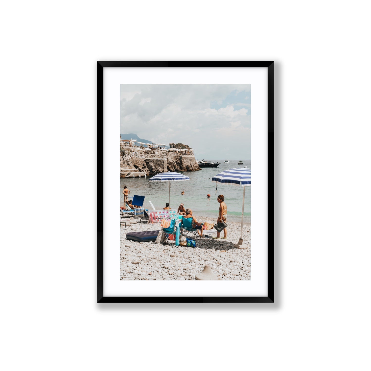 Couple Goals Nerano Amalfi Coast coastal wall art Large fine art print in black frame with matboard